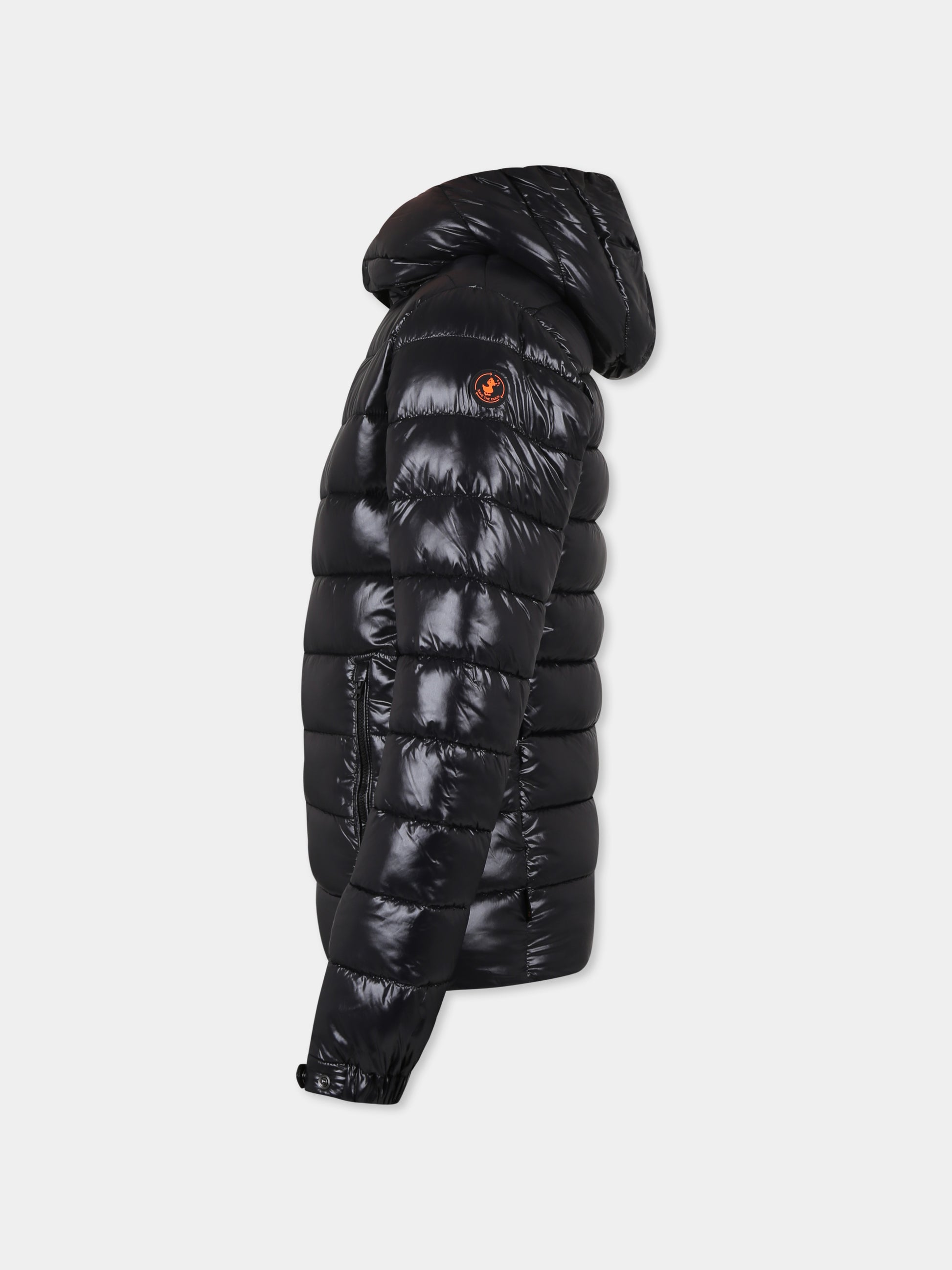 Piumino nero Niles per bambina con logo,Save The Duck Kids,J31653B LOVE19 10000