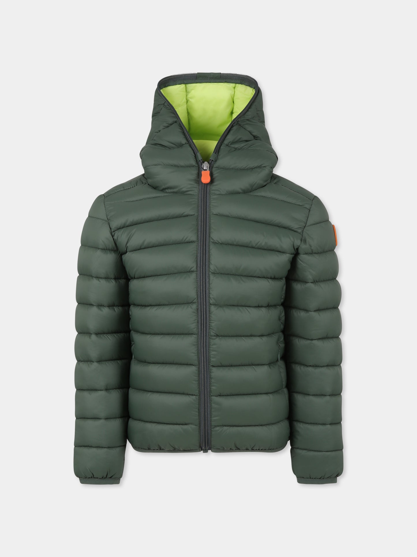Piumino Lily verde per bambino con logo,Save The Duck Kids,J32310G GIGA19 50028