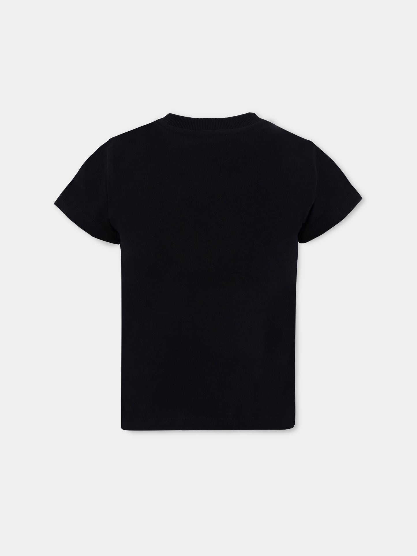 T-shirt nera per bambina con Teddy Bear e paillettes,Moschino Kids,HCM06K LBA11 60100