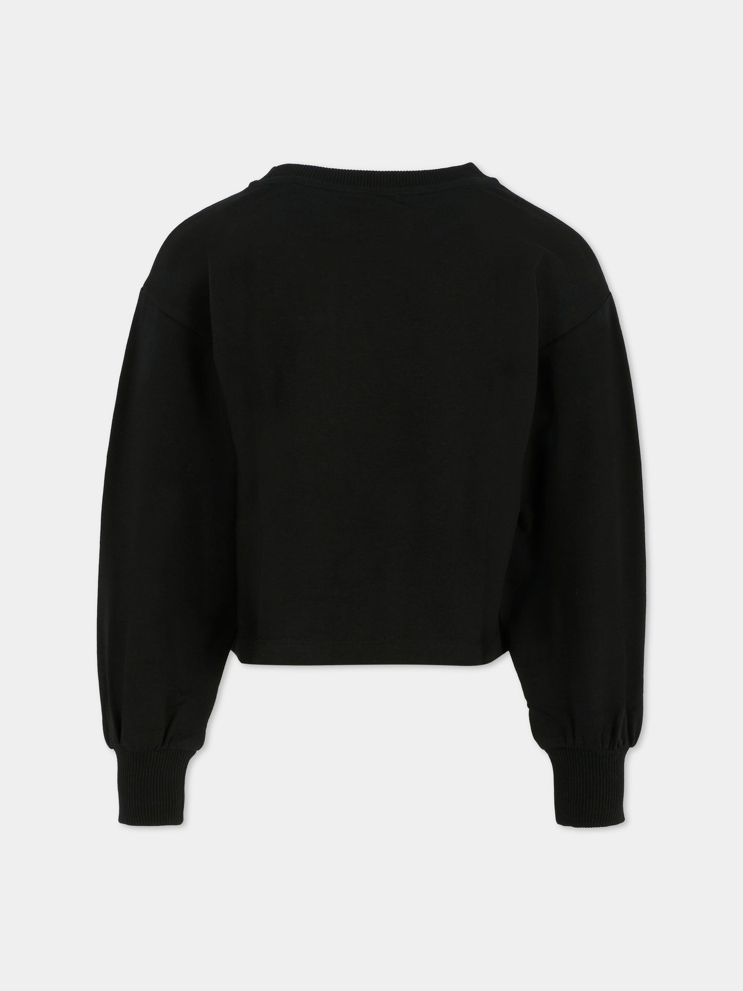 Felpa crop nera per bambina con Teddy Bear e cuore,Moschino Kids,HDF06E LDA14 60100