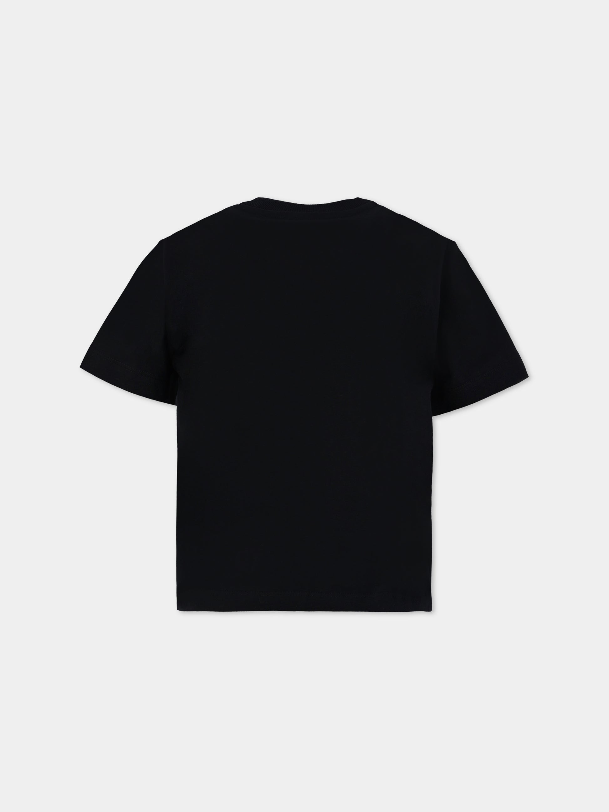 T-shirt nera per bambini con Teddy Bear,Moschino Kids,HMM05G LAA10 60100