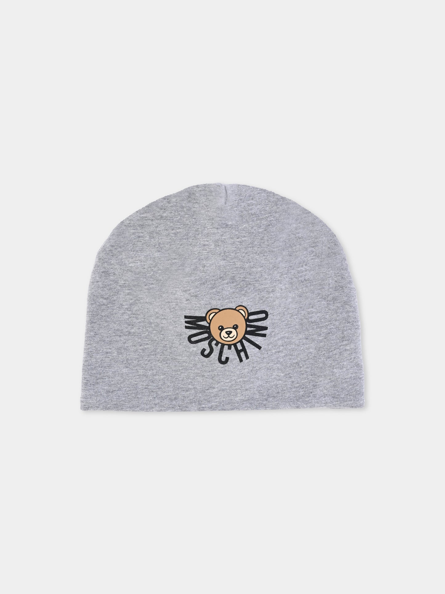 Berretto grigio per bambini con logo e Teddy Bear,Moschino Kids,HMX02M LDA17 60901