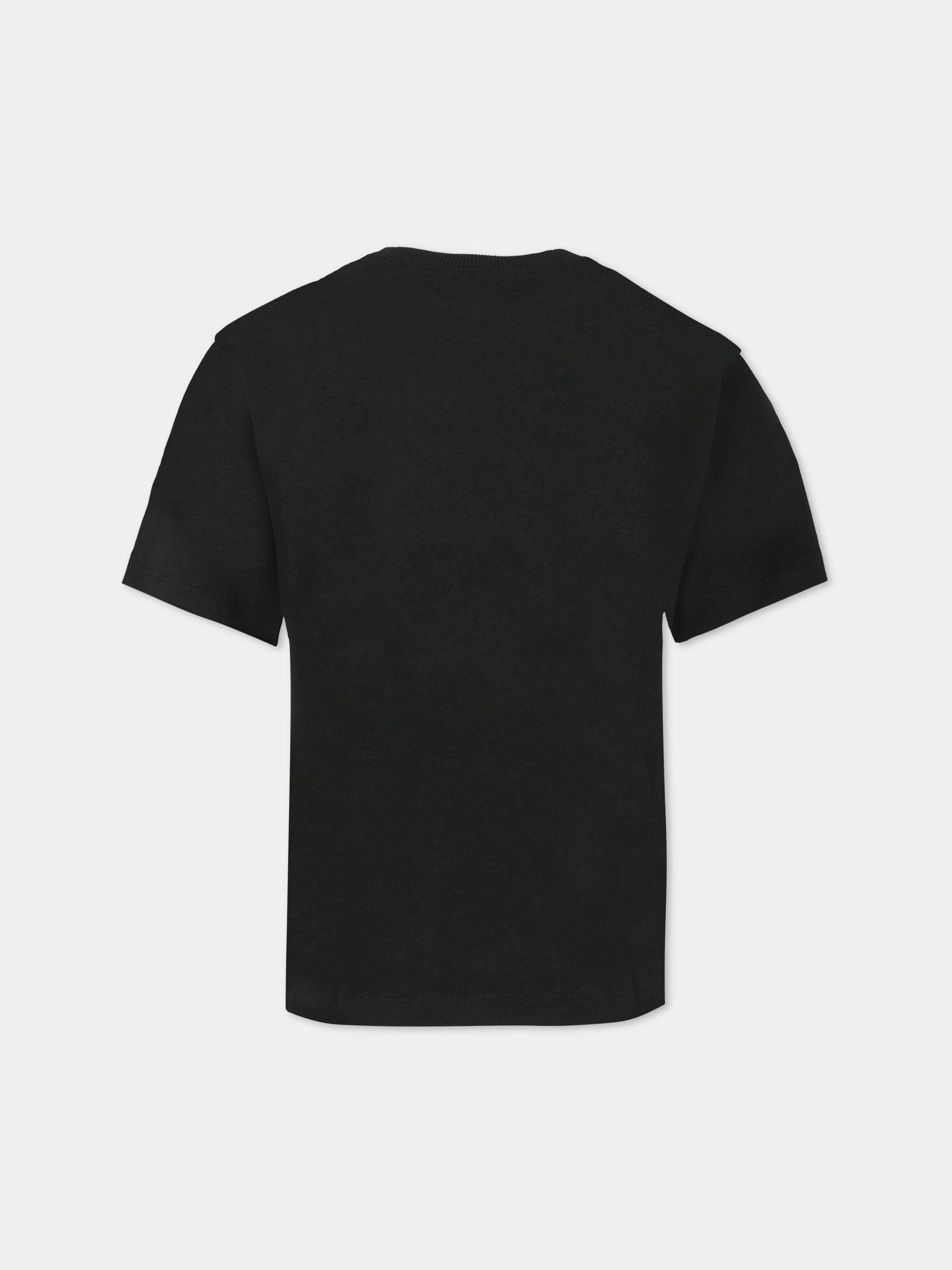 T-shirt nera per bambino con Teddy Bear e logo,Moschino Kids,HNM05G LAA20 60100