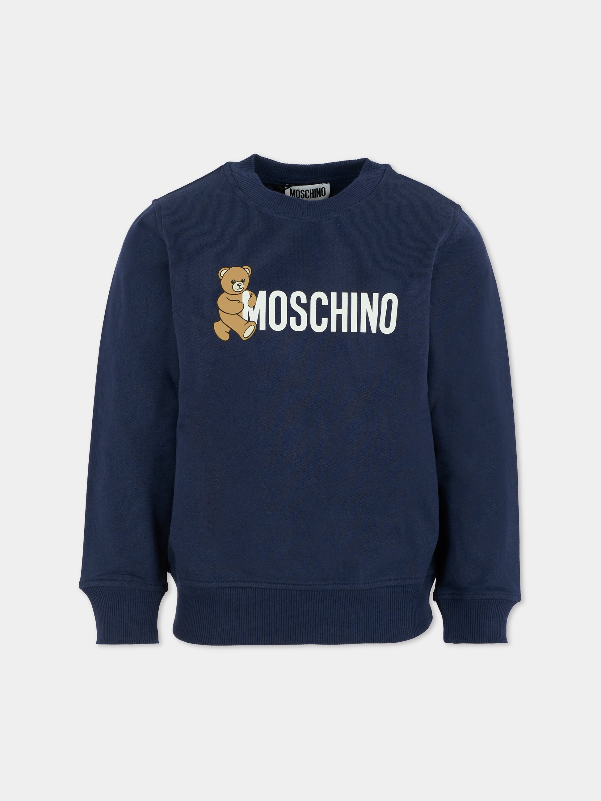 Felpa blu per bambini con Teddy Bear,Moschino Kids,HPF08V LCA83 40016