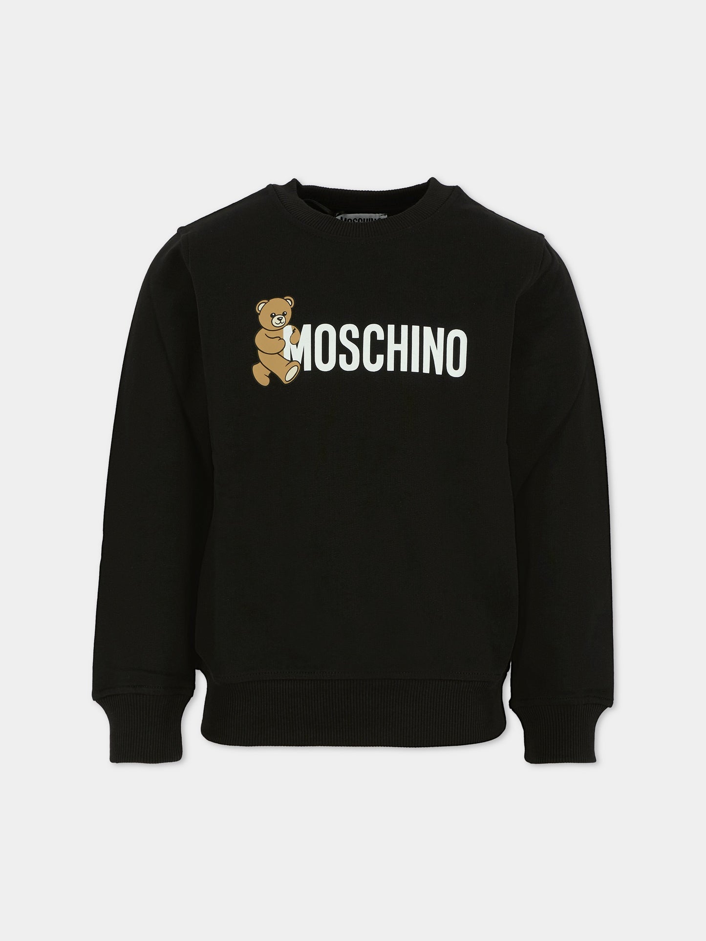 Felpa nera per bambini con Teddy Bear,Moschino Kids,HPF08V LCA83 60100