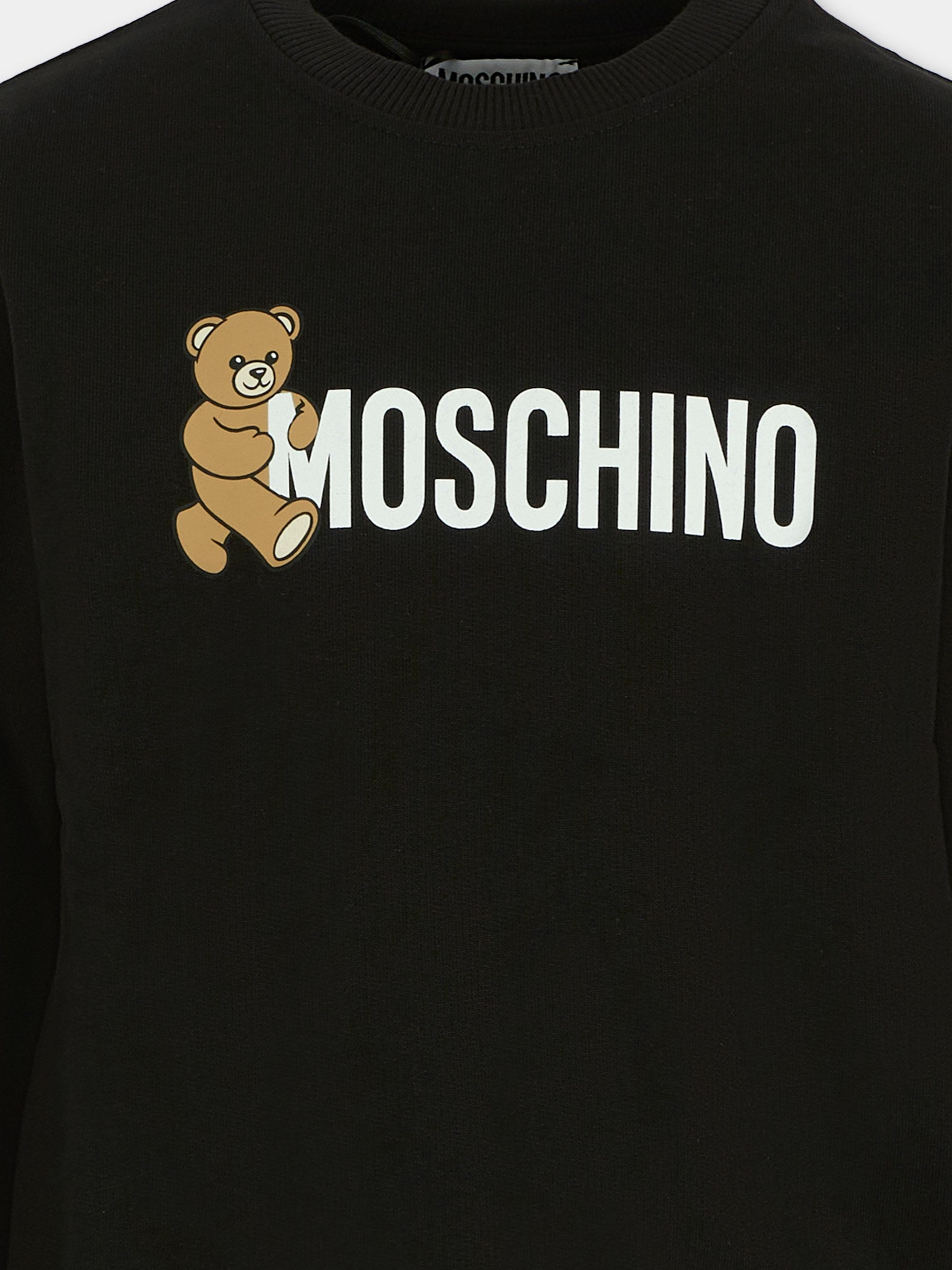 Felpa nera per bambini con Teddy Bear,Moschino Kids,HPF08V LCA83 60100