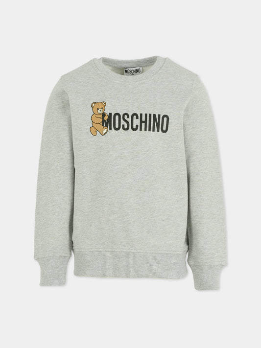 Felpa grigia per bambini con Teddy Bear,Moschino Kids,HPF08V LCA83 60901