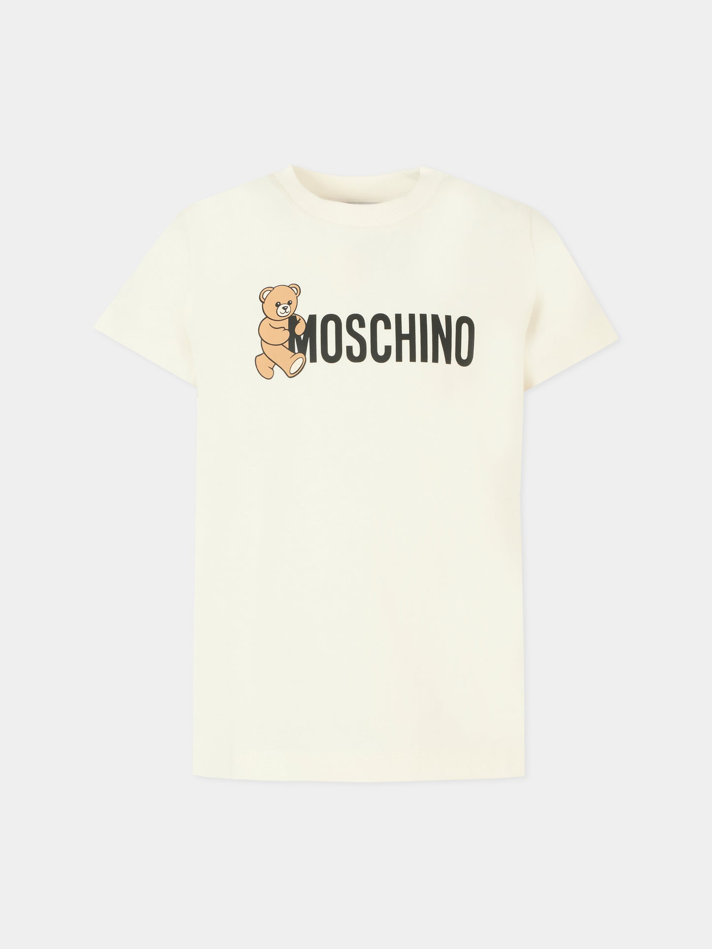 T-shirt avorio per bambini con Teddy Bear e logo,Moschino Kids,HPM058 LAA34 10063