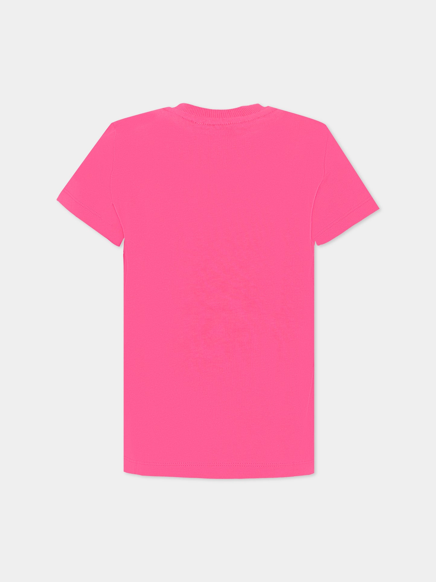T-shirt fucsia per bambina con Teddy Bear e logo,Moschino Kids,HPM058 LAA34 50541