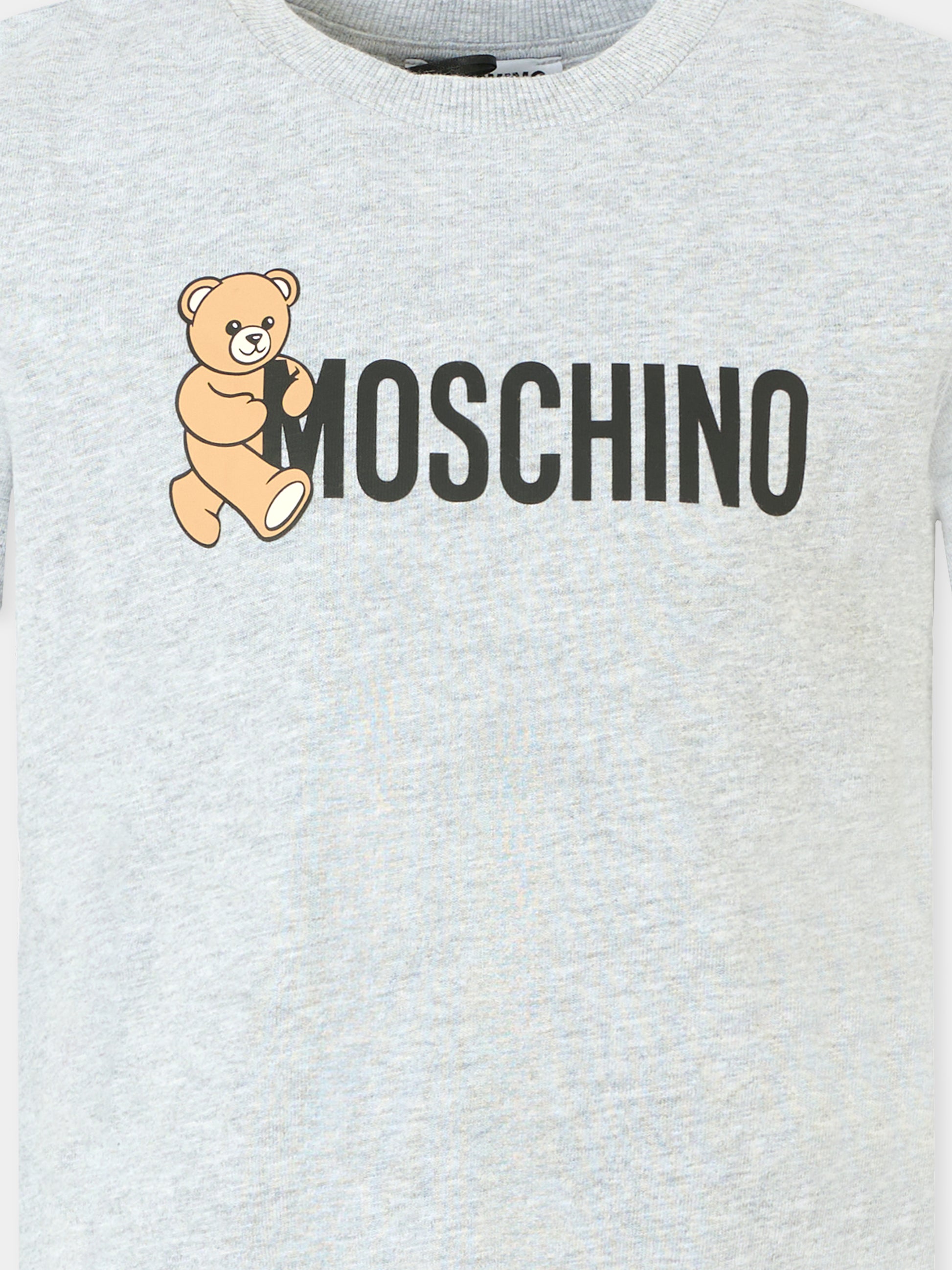 T-shirt grigia per bambini con Teddy Bear e logo,Moschino Kids,HPM058 LAA34 60901