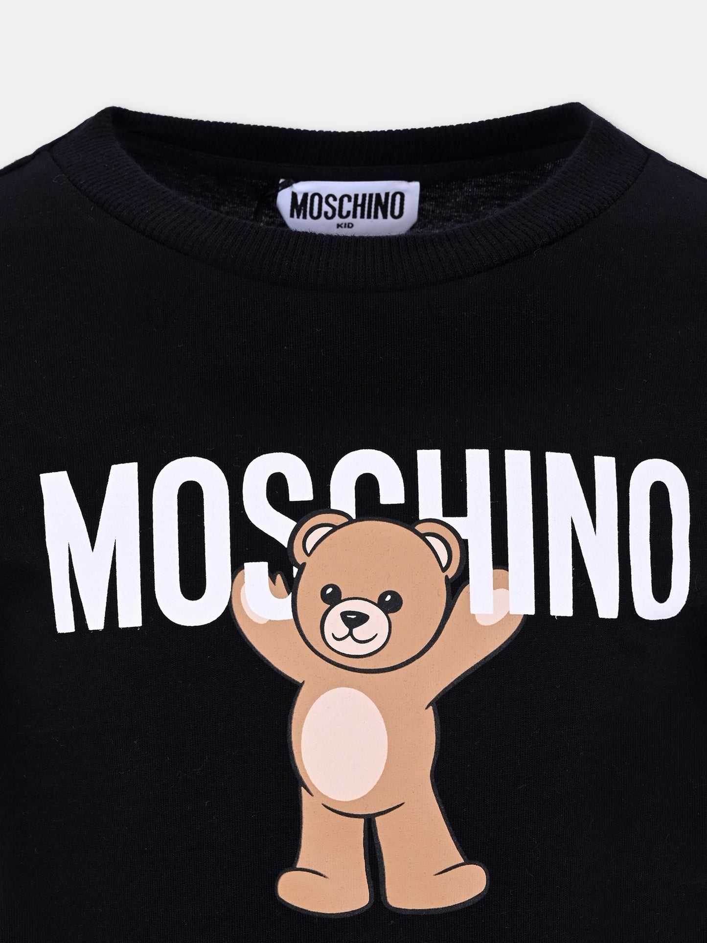 T-shirt nera per bambini con Teddy Bear,Moschino Kids,HTO00J LAA10 60100