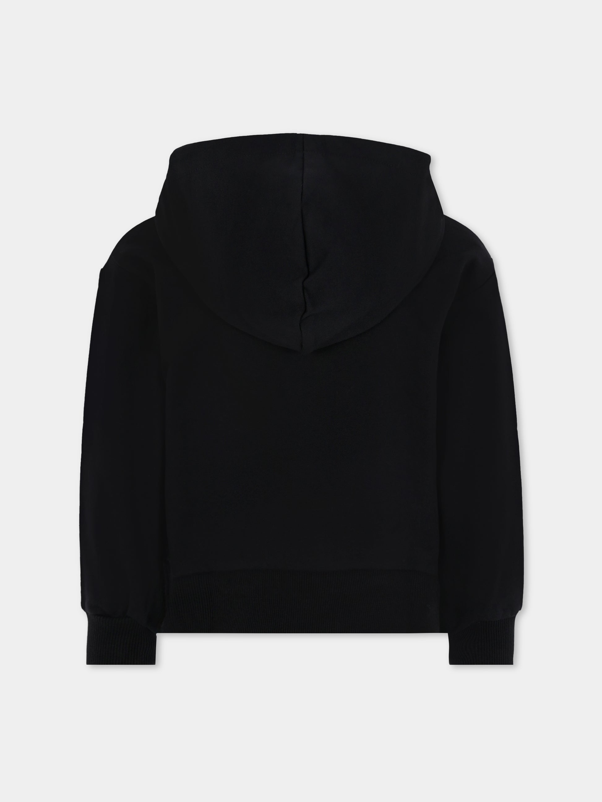 Felpa nera per bambini con logo e Teddy Bear,Moschino Kids,HUF09E LCA40 60100