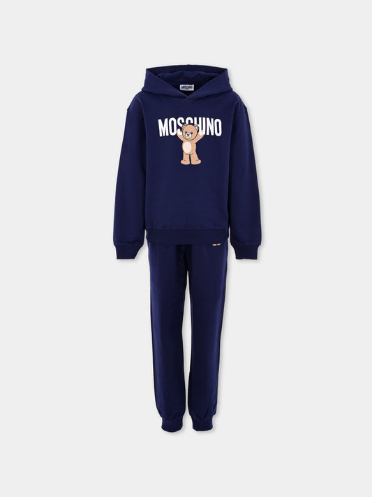 Completo blu per bambini con Teddy Bear,Moschino Kids,HUK04A LCA40 40016