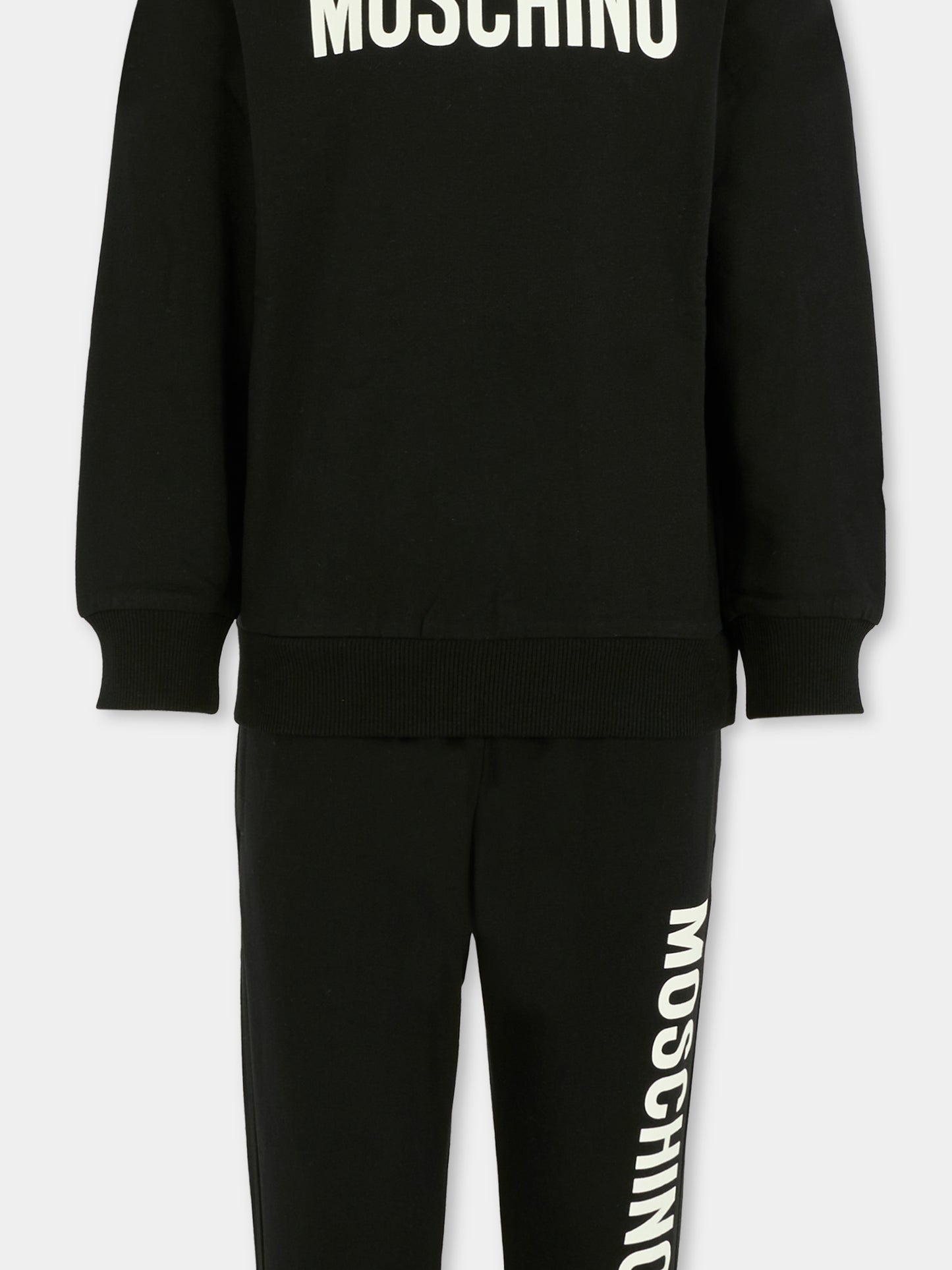 Completo nero per bambini con logo,Moschino Kids,HUK04E LDA21 60100