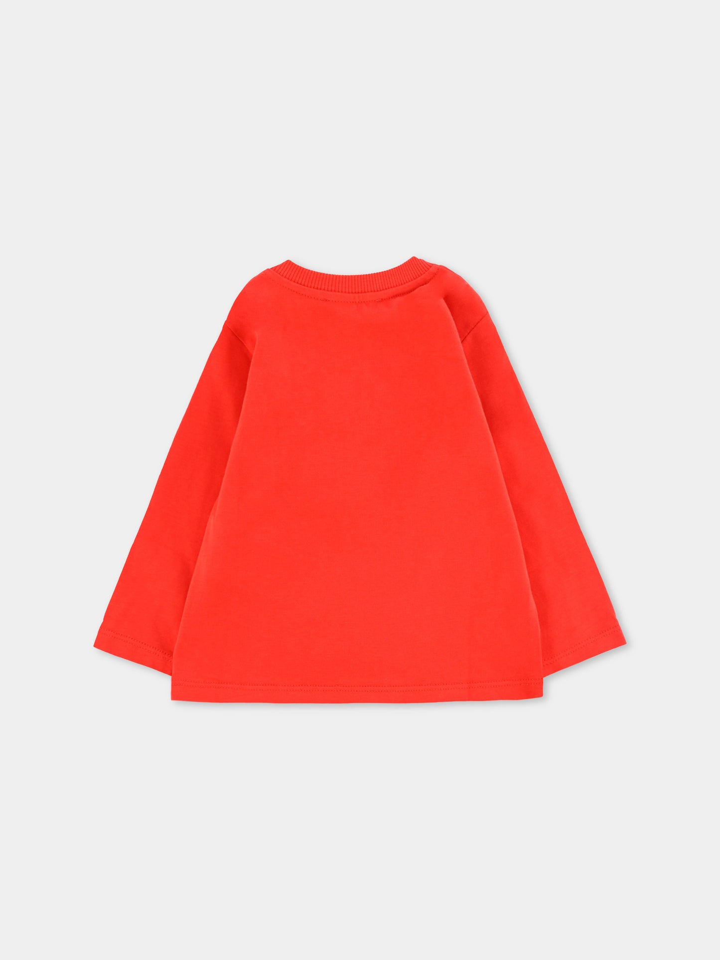 T-shirt rossa per neonati con stampa back to school,Moschino Kids,M7O00R LAA01 50109