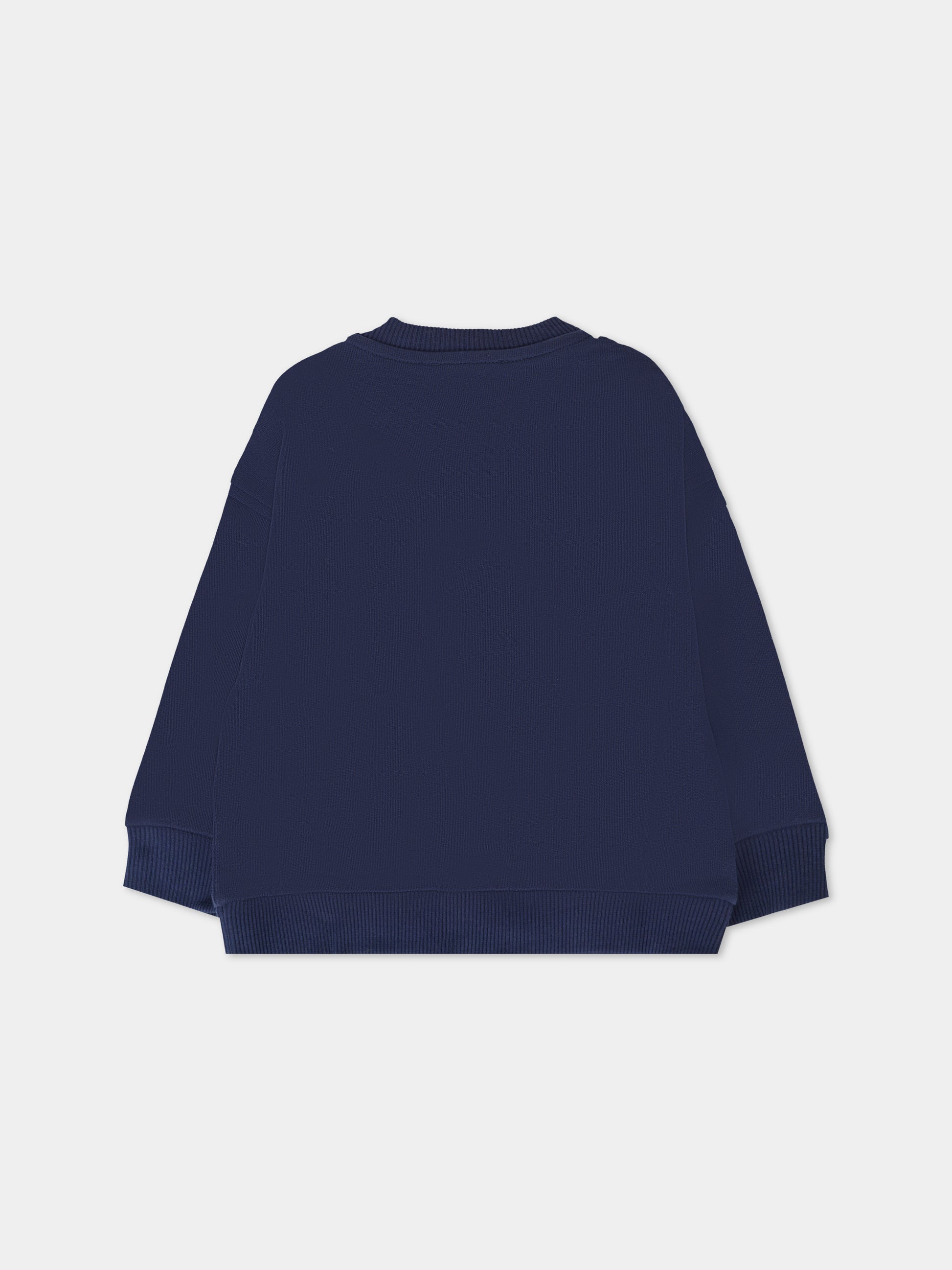 Felpa blu per neonati con logo e Teddy Bear,Moschino Kids,M8F03Q LCA83 40016