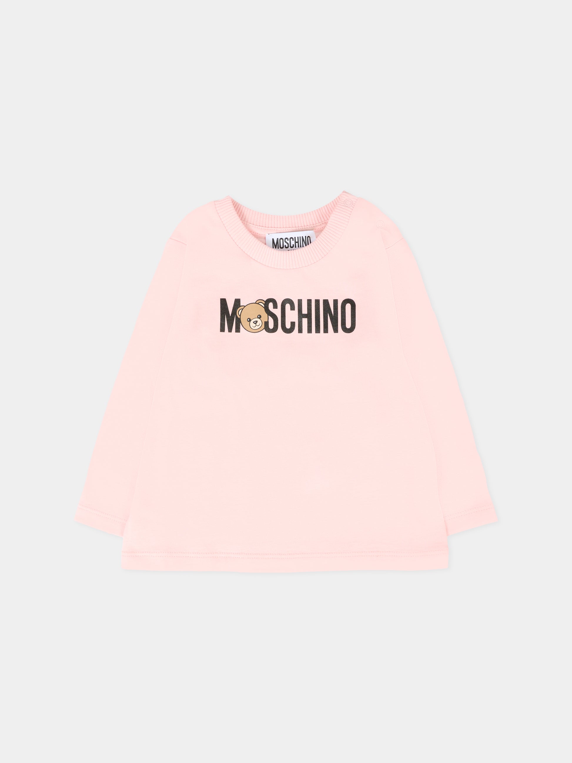 T-shirt rosa per neonata con Teddy Bear,Moschino Kids,M8O00R LAA36 50209