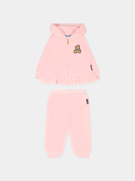 Completo rosa per neonata con Teddy Bear,Moschino Kids,MDK03B LGA07 50209