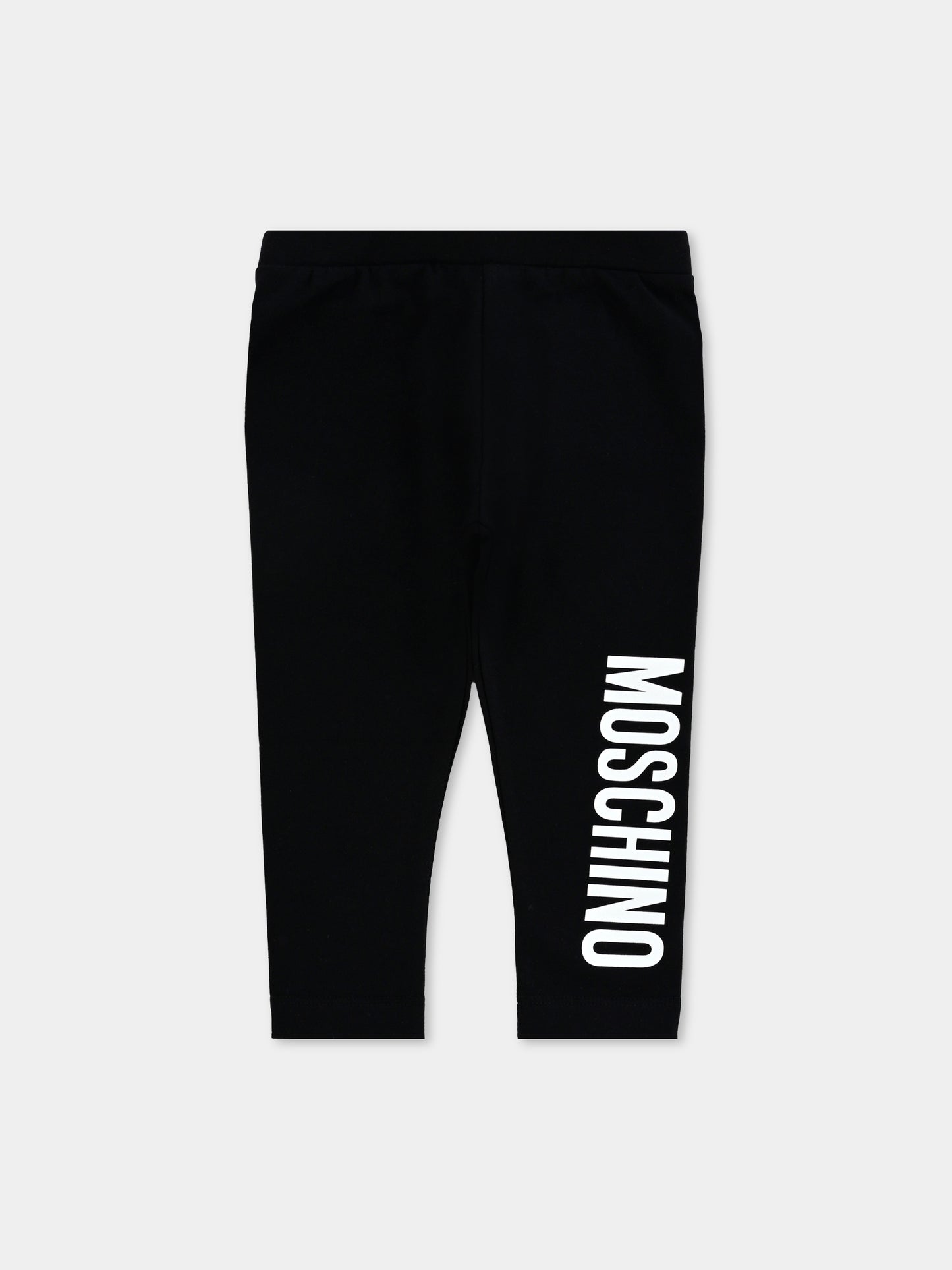 Leggings neri per neonata con logo,Moschino Kids,MDP03H LBA11 60100