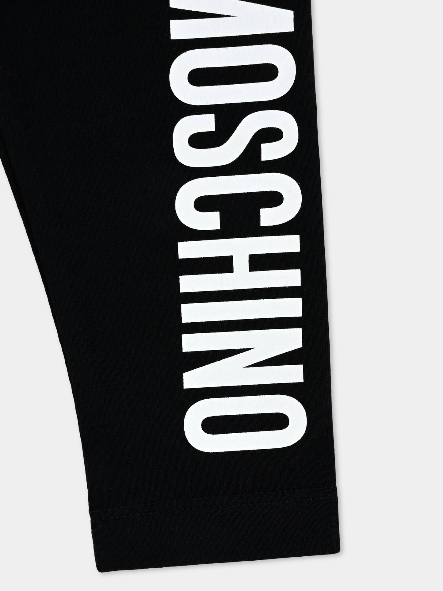 Leggings neri per neonata con logo,Moschino Kids,MDP03H LBA11 60100