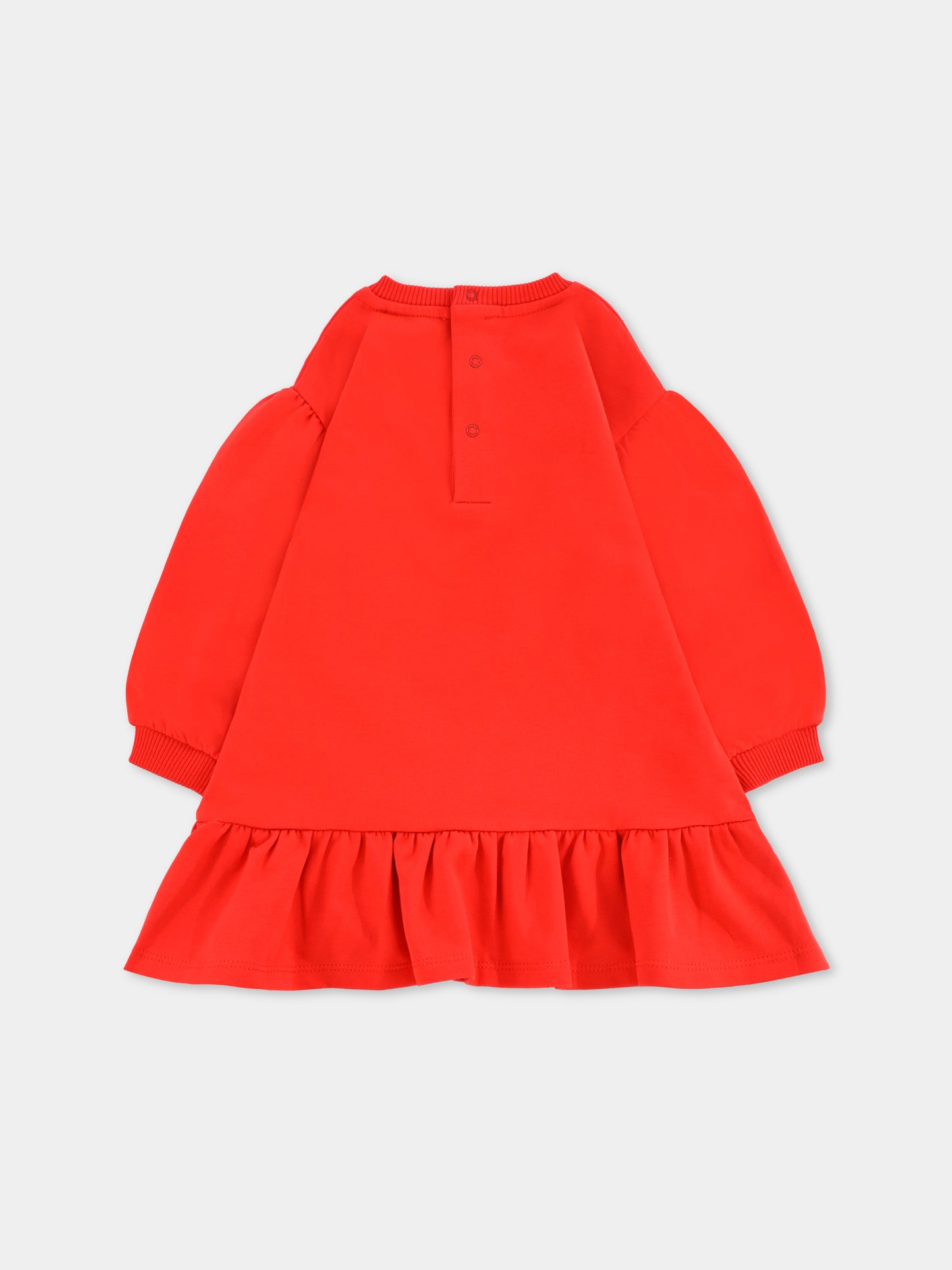 Vestito rosso per neonata con Teddy Bear e paillettes,Moschino Kids,MDV0CW LDA16 50109