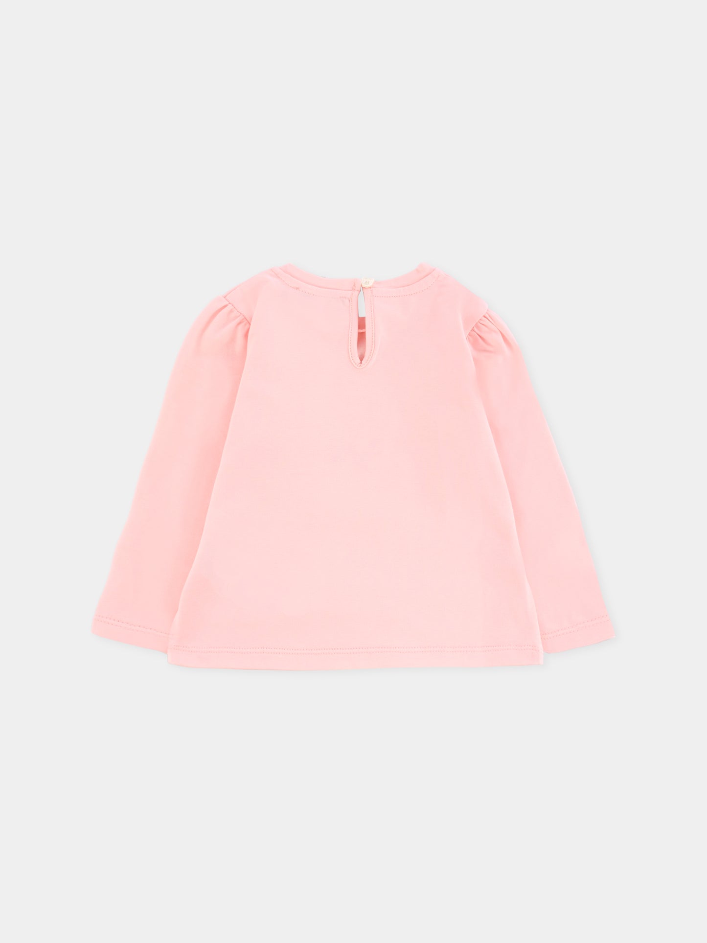 T-shirt rosa per neonata con Teddy Bear e paillettes,Moschino Kids,MEO001 LBA11 50209