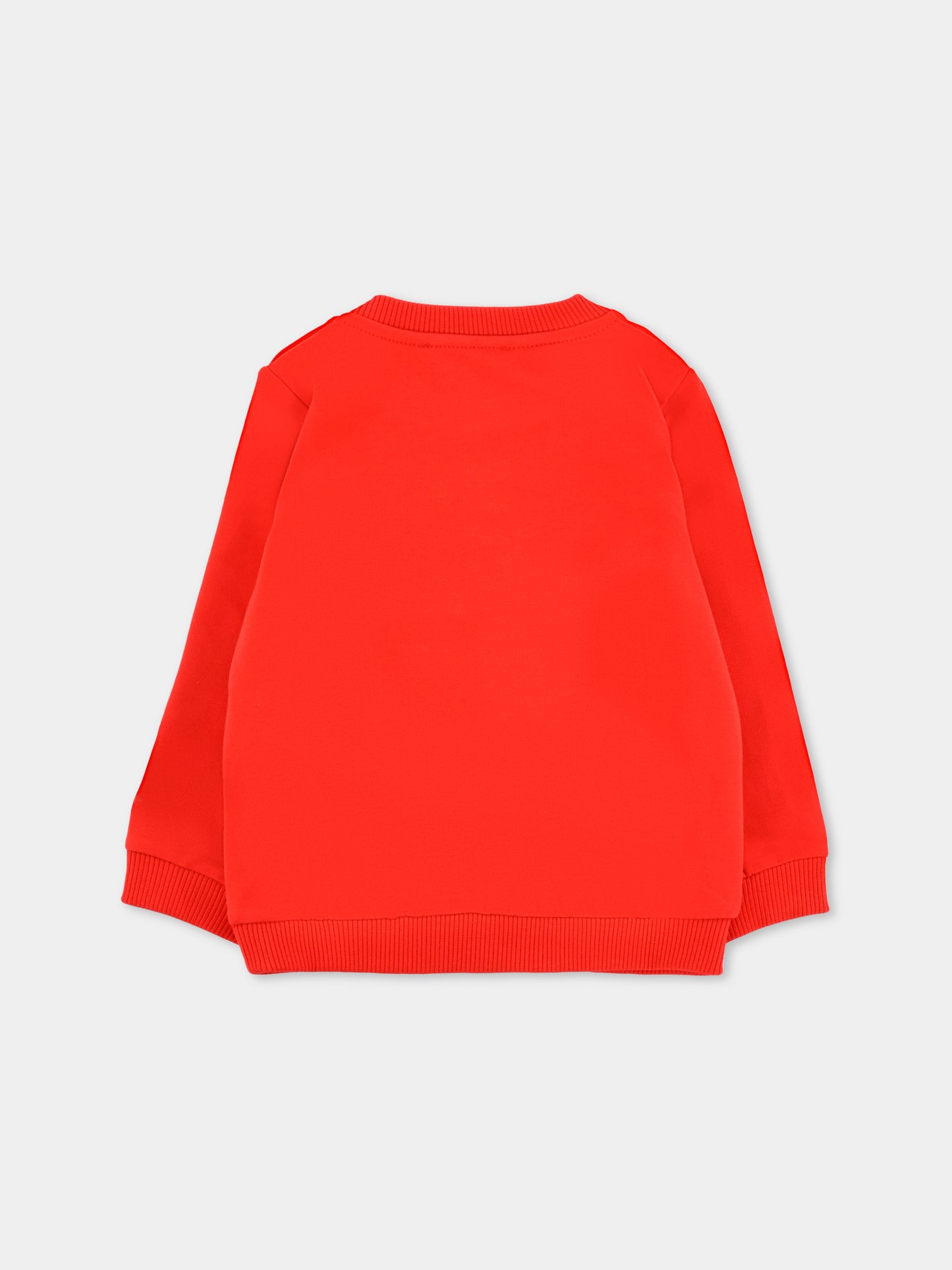 Felpa rossa per neonata con Teddy Bear e paillettes,Moschino Kids,MFF02K LDA16 50109