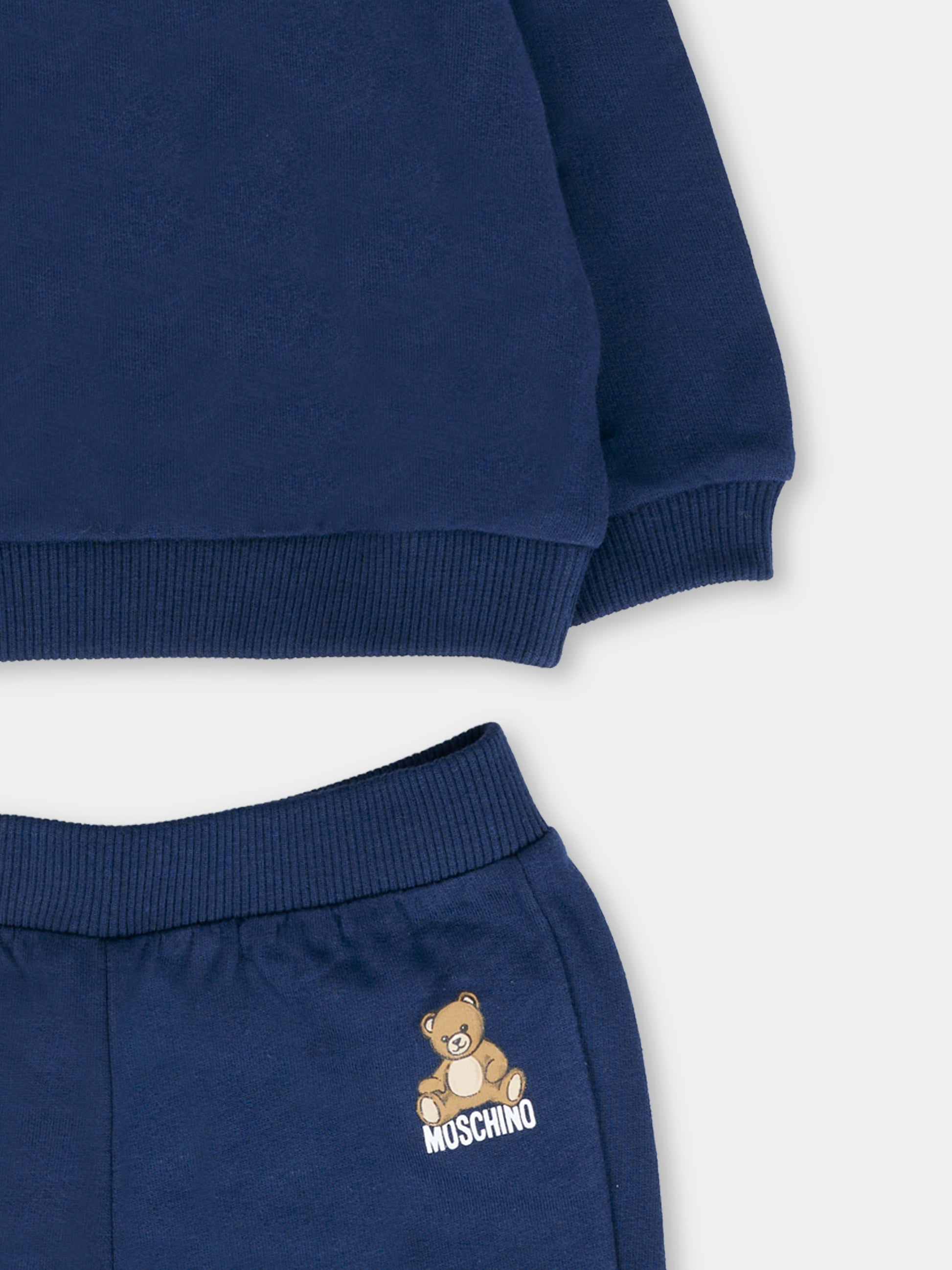 Completo blu per neonati con Teddy Bear,Moschino Kids,MMK05E LCA40 40016