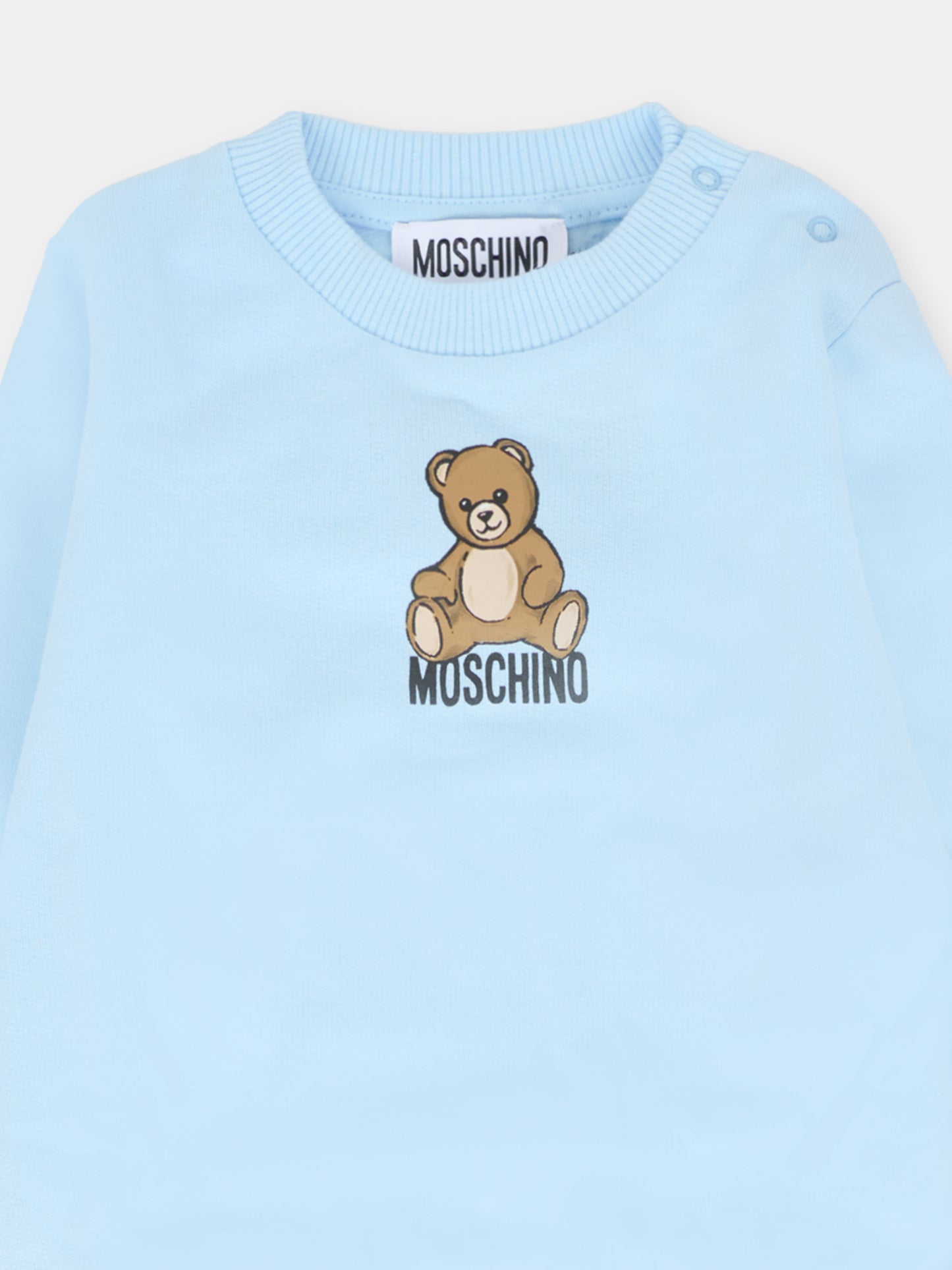 Completo celeste per neonato con Teddy Bear,Moschino Kids,MMK05E LCA40 40304