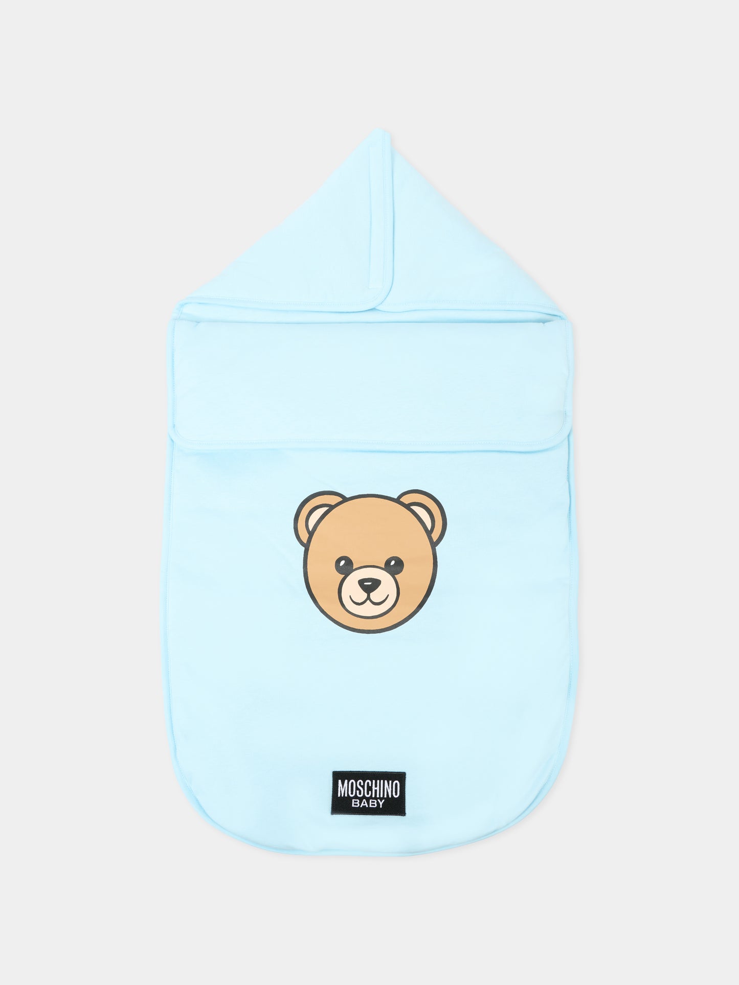 Sacco nanna celeste per neonato con Teddy Bear,Moschino Kids,MNE00P LCA40 40304