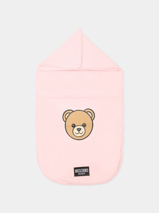 Sacco nanna rosa per neonata con Teddy Bear,Moschino Kids,MNE00P LCA40 50209