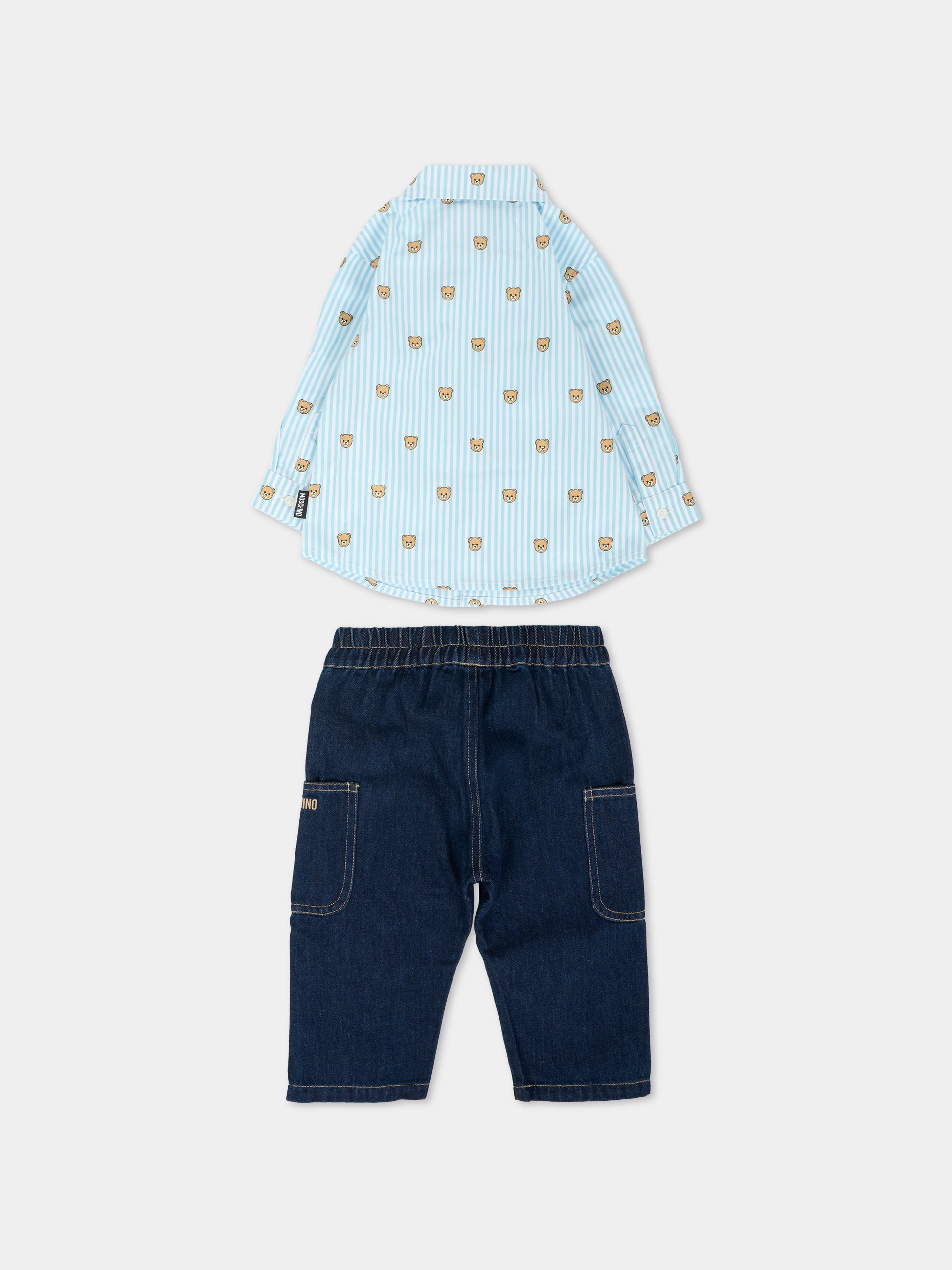 Completo blu per neonato con Teddy Bear,Moschino Kids,MUK057 L0E34 40109