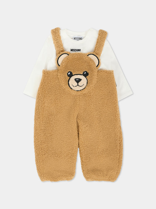 Salopette marrone per neonato con Teddy Bear,Moschino Kids,MUK058 LIA00 20351