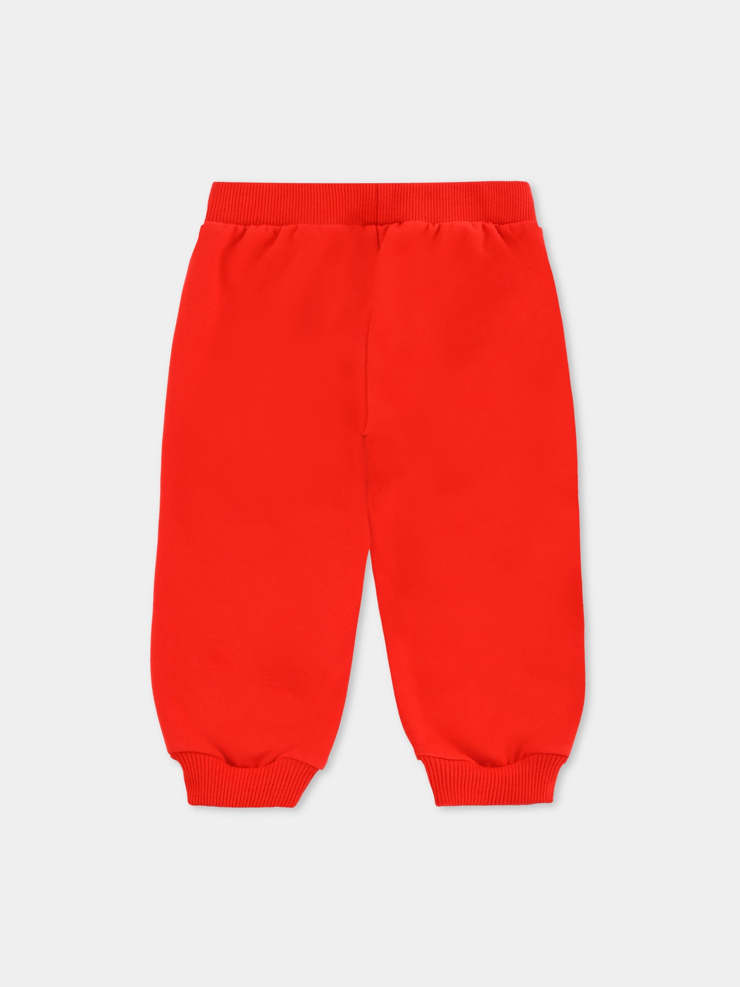 Pantaloni rossi per neonati con logo e Teddy Bear,Moschino Kids,MUP05O LCA40 50109