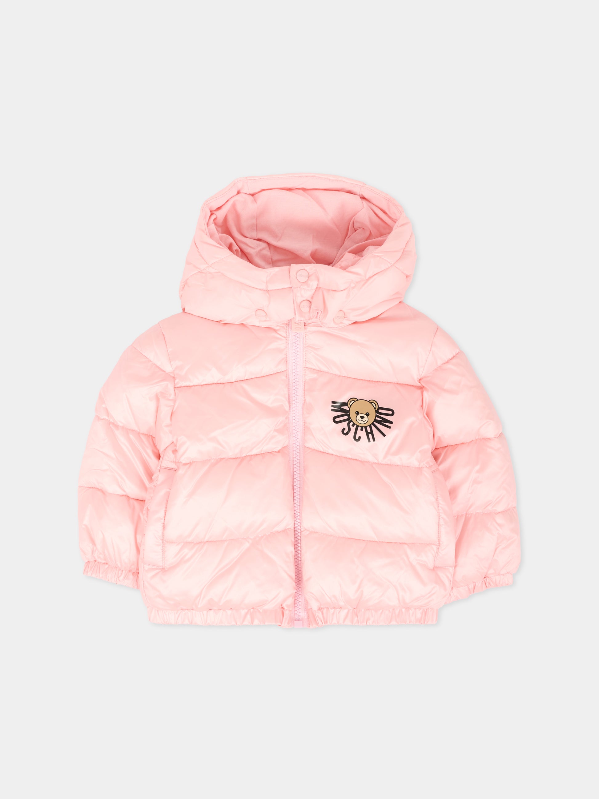 Piumino rosa per neonata con Teddy Bear,Moschino Kids,MUS032 L3A32 50209