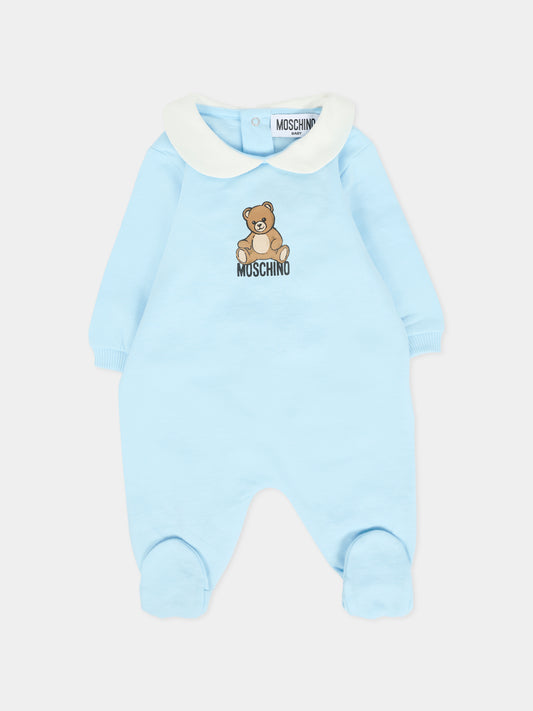 Tutina celeste per neonato con Teddy Bear,Moschino Kids,MUT04I LCA40 40304