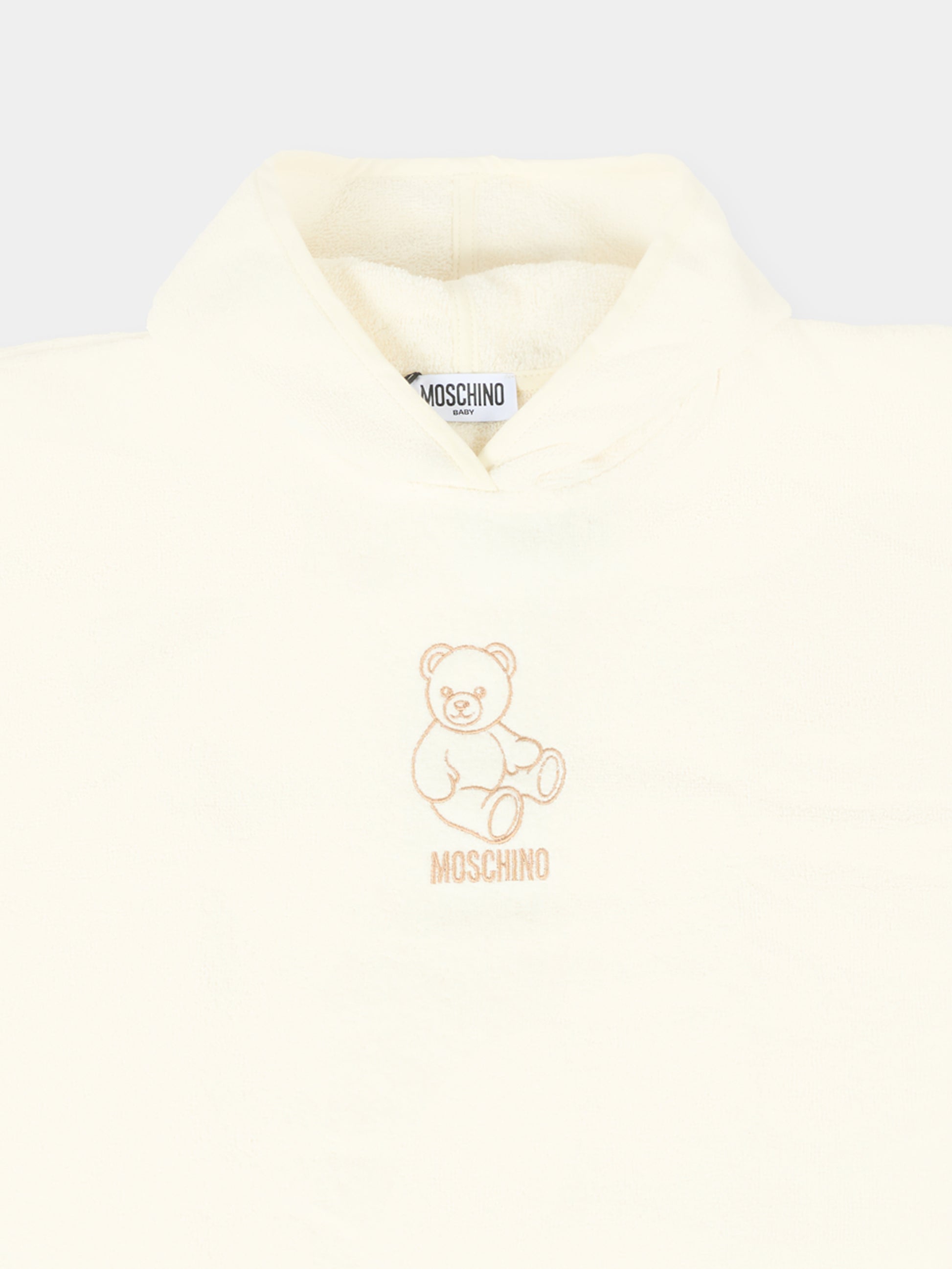 Accappatoio avorio per neonati con Teddy Bear,Moschino Kids,MUX05G LGA20 10063