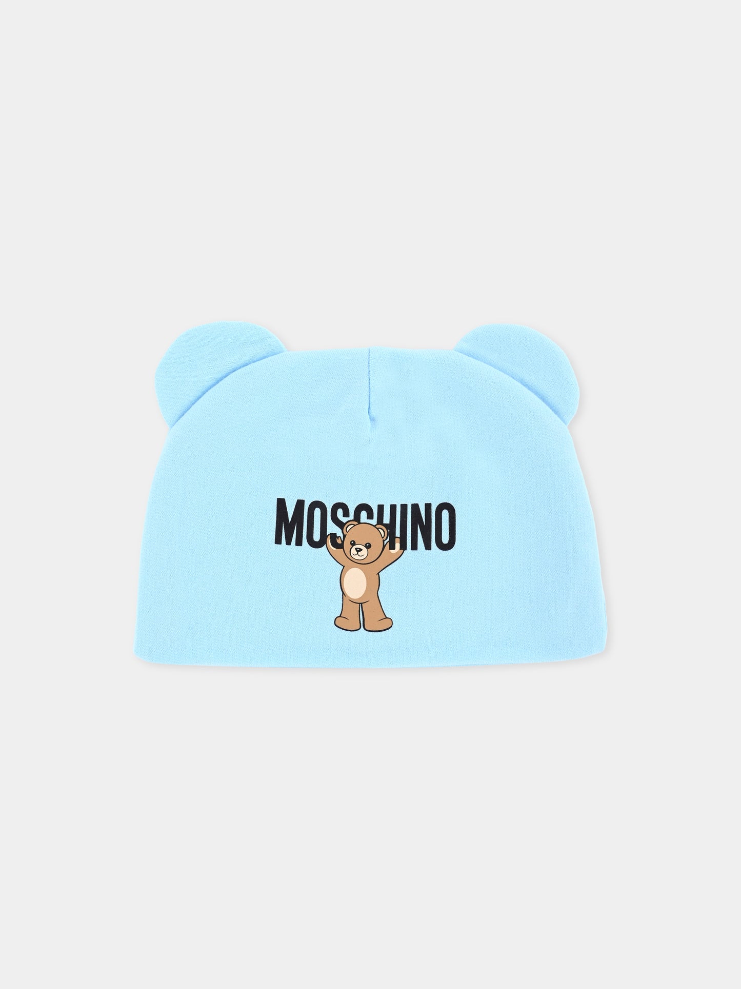 Berretto celeste per neonato con Teddy Bear,Moschino Kids,MUX05H LCA40 40304