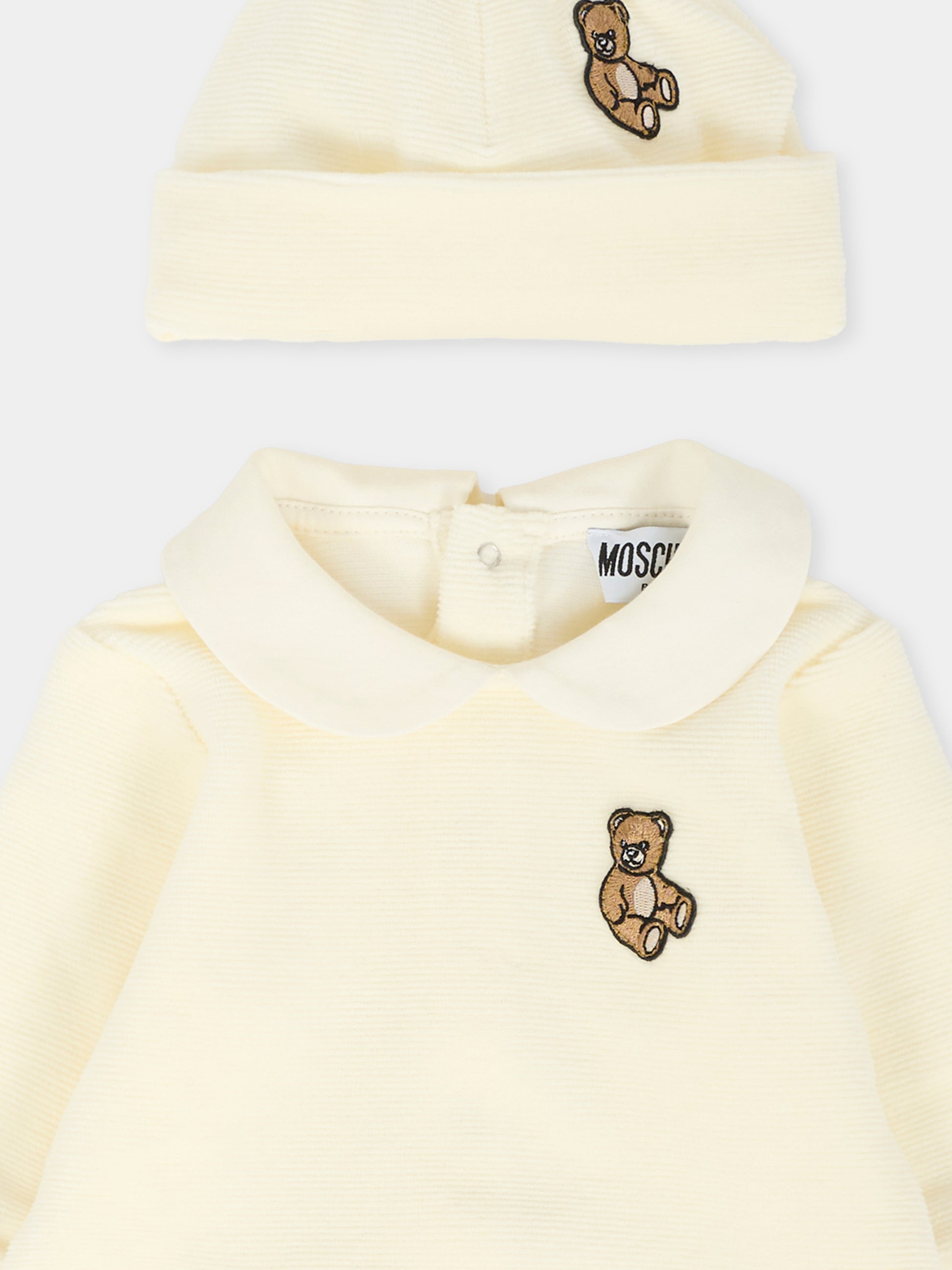 Set tutina avorio per neonati con patch Teddy Bear,Moschino Kids,MUY08H LGA27 10063