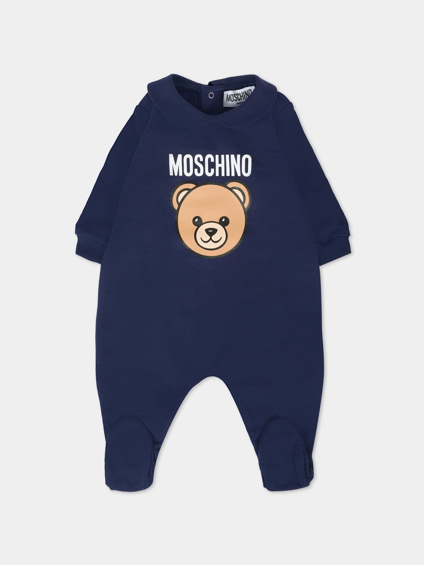 Tutina blu per neonato con Teddy Bear e logo,Moschino Kids,MUY08J LCA40 40016