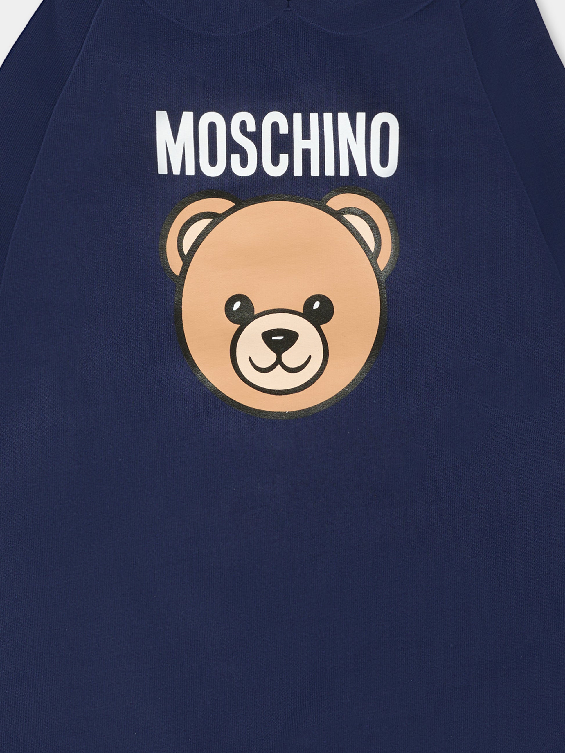 Tutina blu per neonato con Teddy Bear e logo,Moschino Kids,MUY08J LCA40 40016