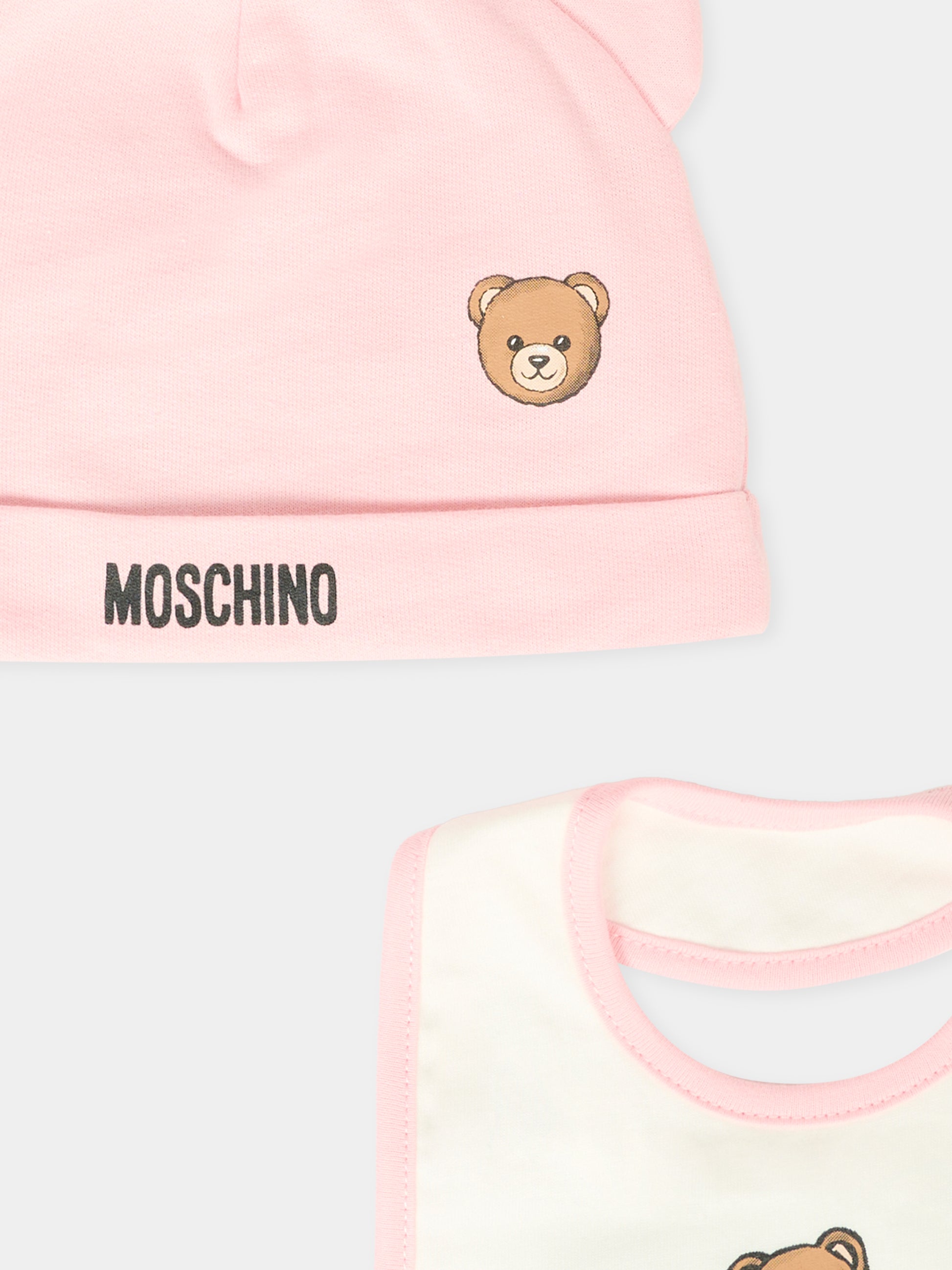 Set rosa per neonata con Teddy Bear e logo,Moschino Kids,MUY08L LCA40 50209