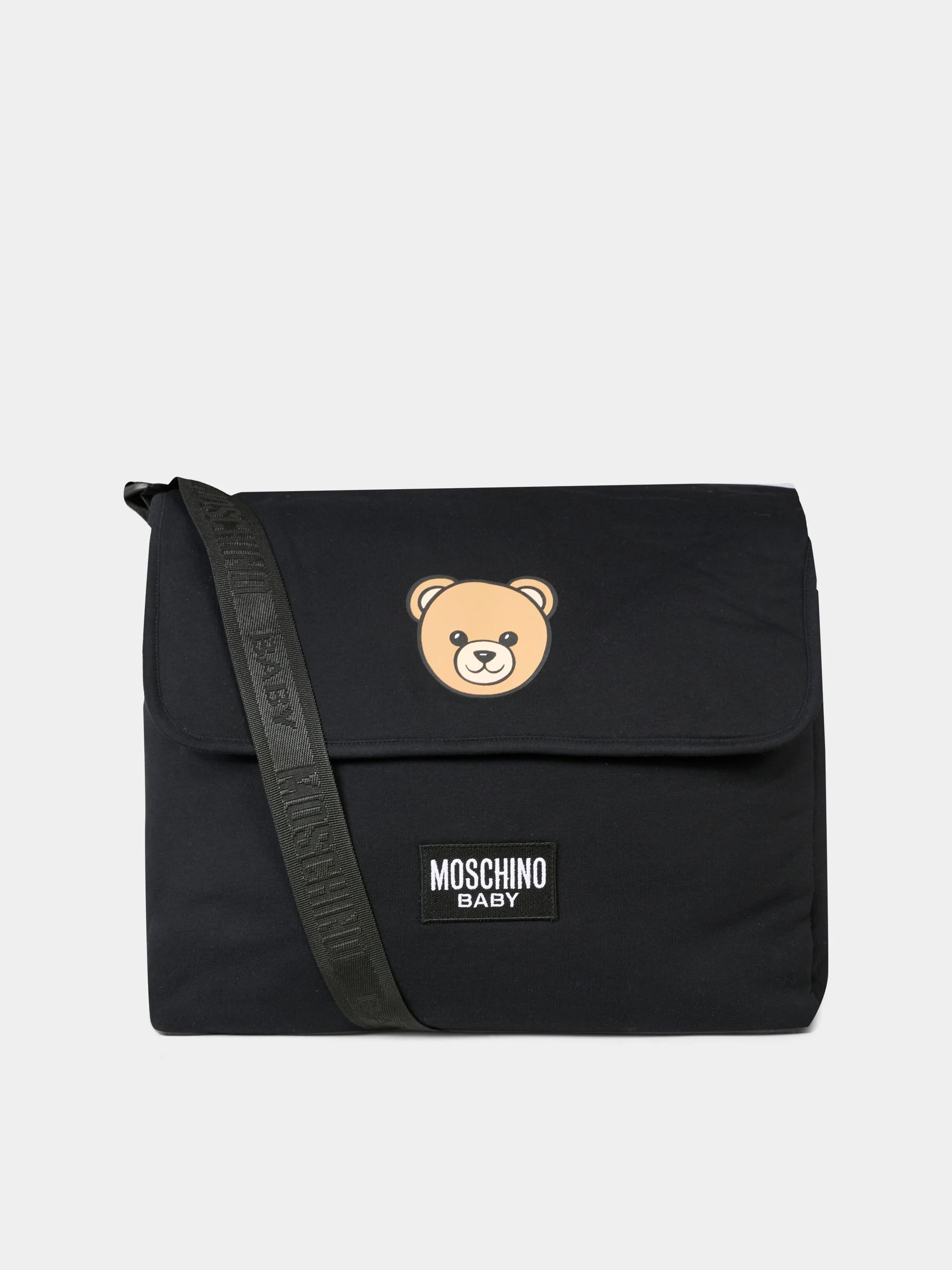 Borsa mamma nera per neonati con Teddy Bear,Moschino Kids,MXX03D LCA40 60100