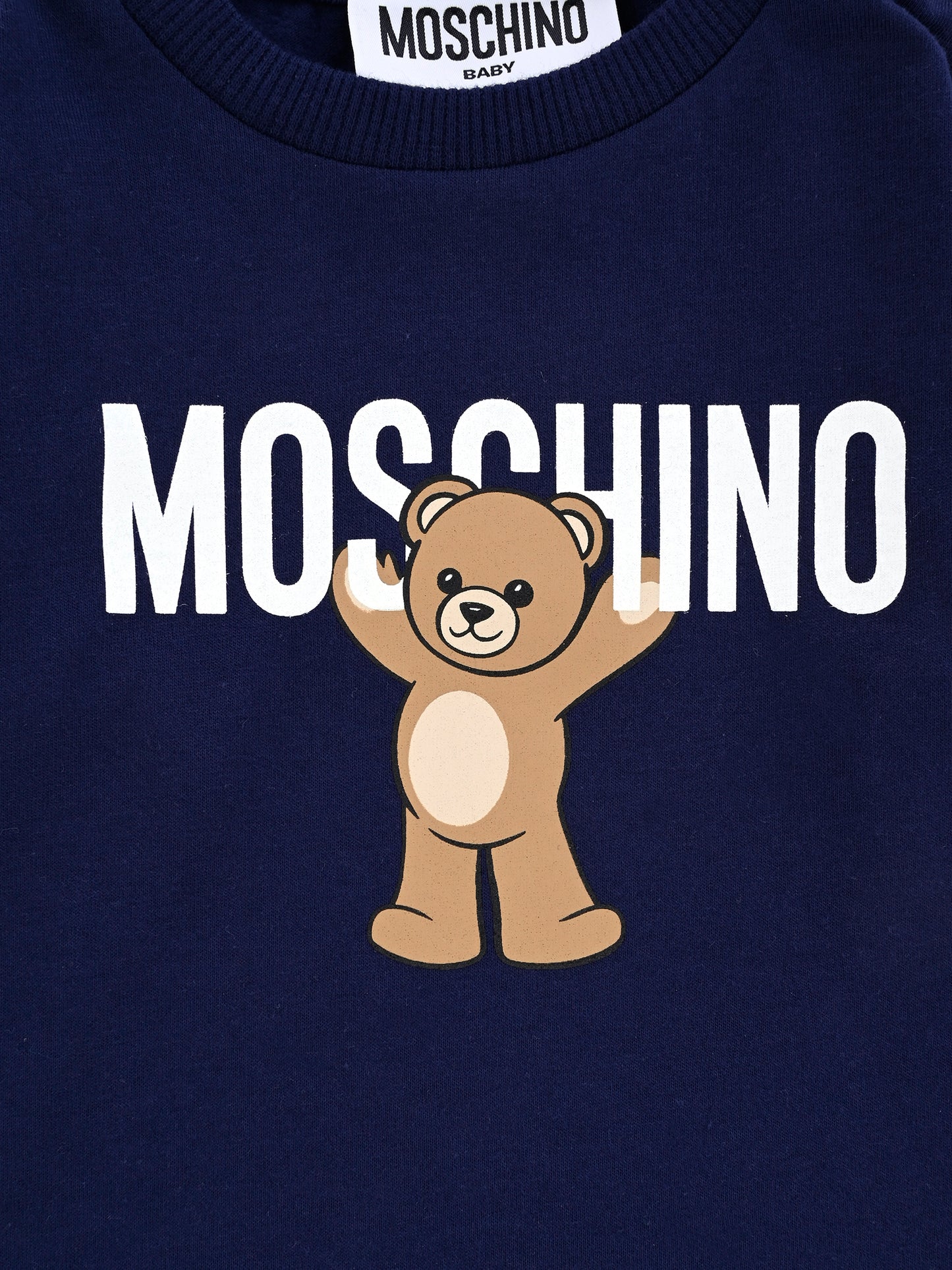 T-shirt blu per neonati con logo e Teddy Bear,Moschino Kids,MZO00R LAA10 40016