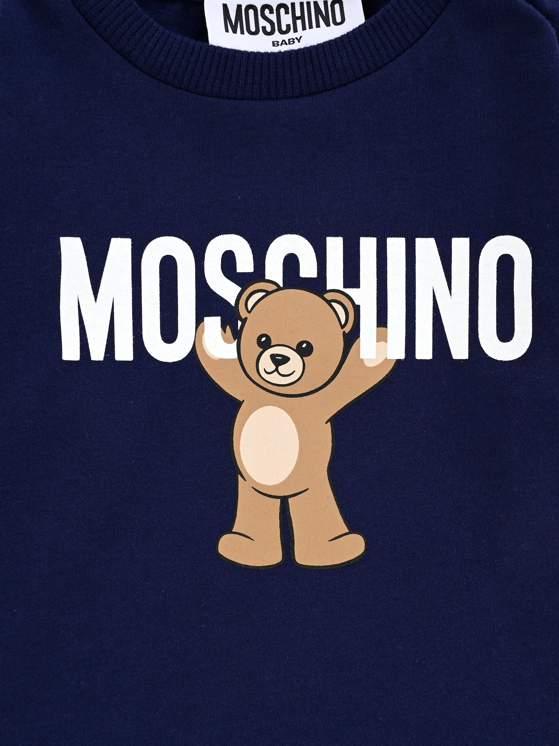 T-shirt blu per neonati con logo e Teddy Bear,Moschino Kids,MZO00R LAA10 40016