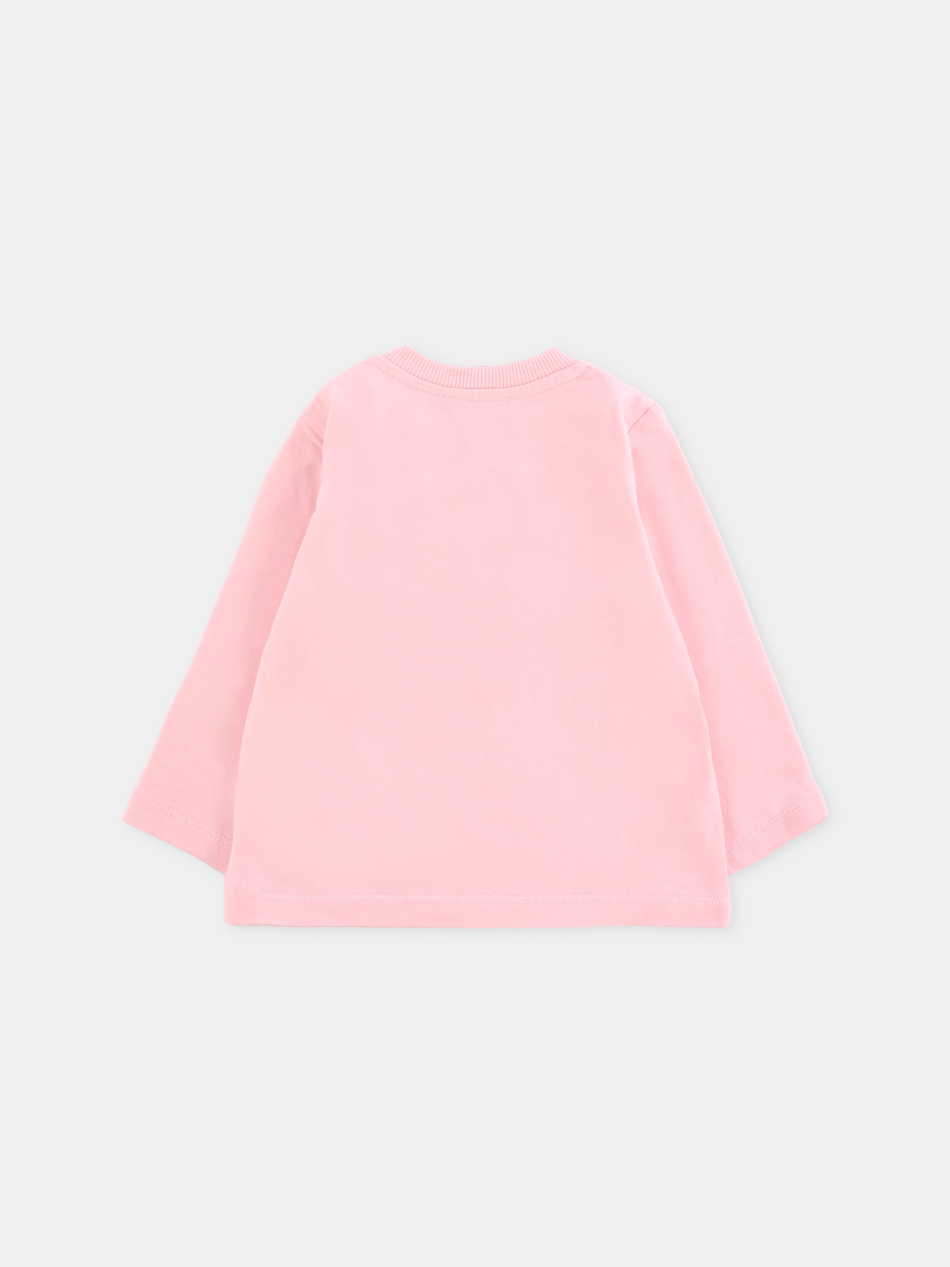 T-shirt rosa per neonata con logo e Teddy Bear,Moschino Kids,MZO00R LAA10 50209