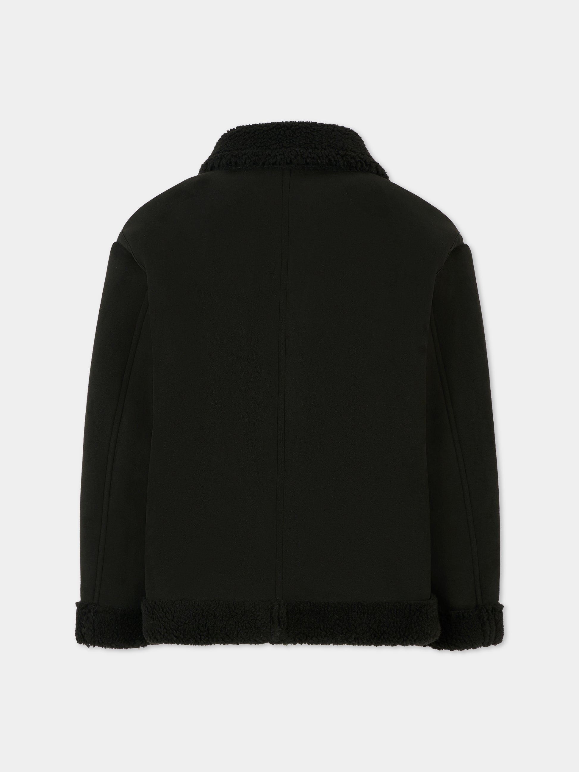 Ecopelliccia nera per bambino con patch,Dondup Kids,DMGB022 0 MO004 N000