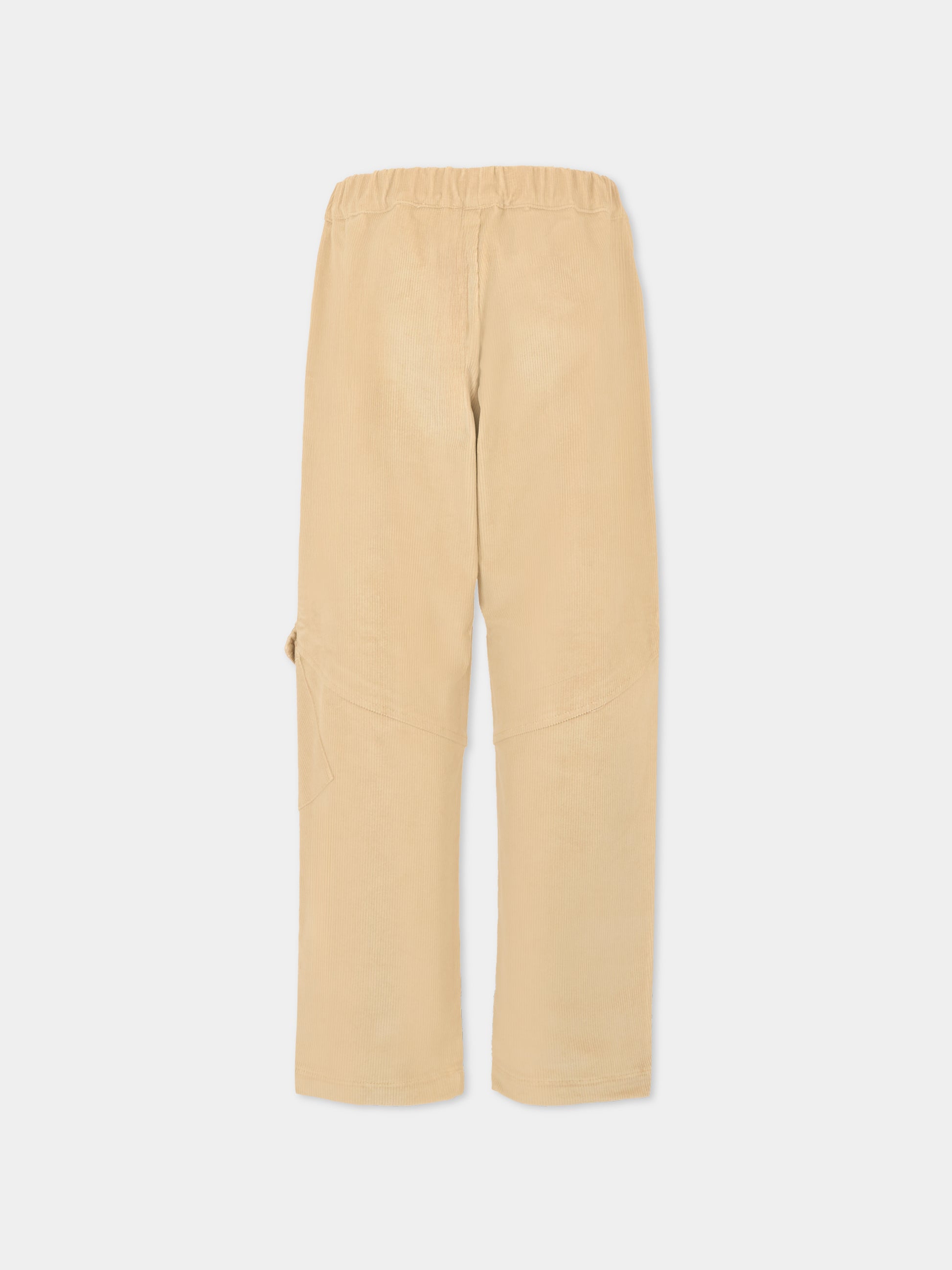 Pantaloni beige in velluto per bambino con logo,Dondup Kids,DMPA146 0 VE016 0025