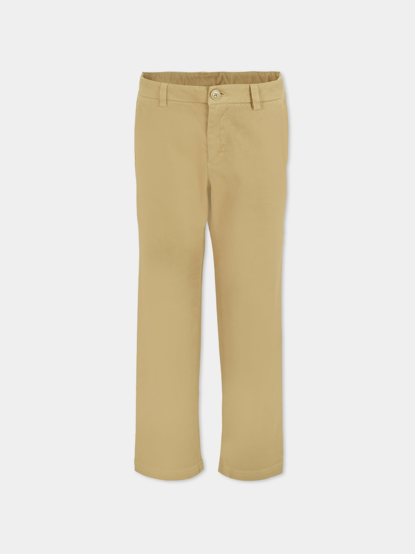 Beige trousers for boy with logo
