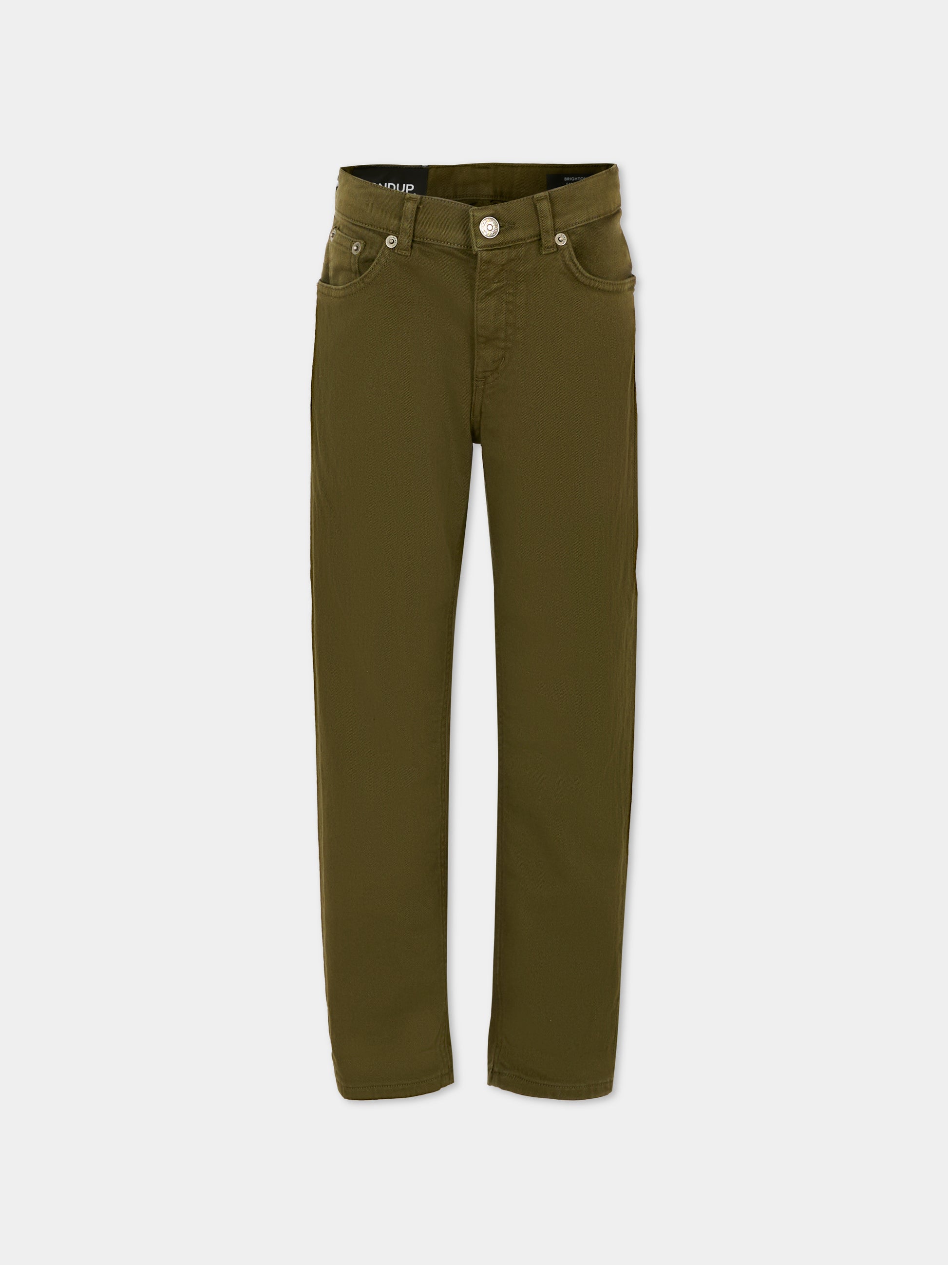 Jeans verdi per bambino con patch logato,Dondup Kids,DMPA153 C DS039 1005